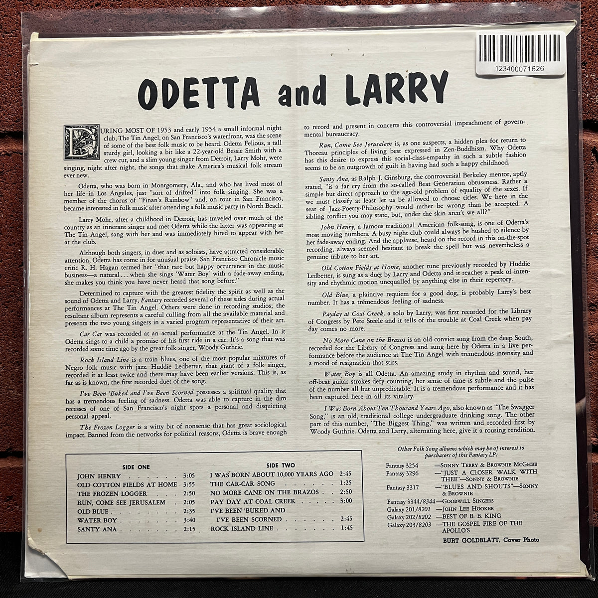 Used Vinyl: Odetta And Larry Mohr "Odetta And Larry" LP