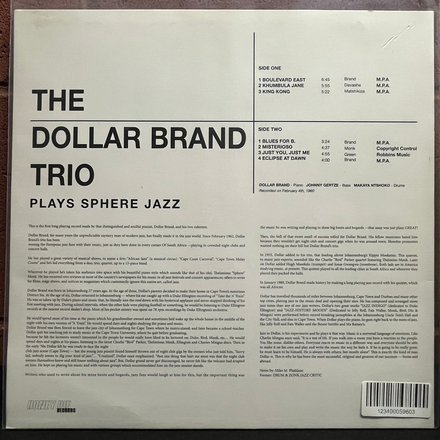 Used Vinyl: Dollar Brand Trio "The Dollar Brand Trio Plays Sphere Jazz" LP (2020 reissue)