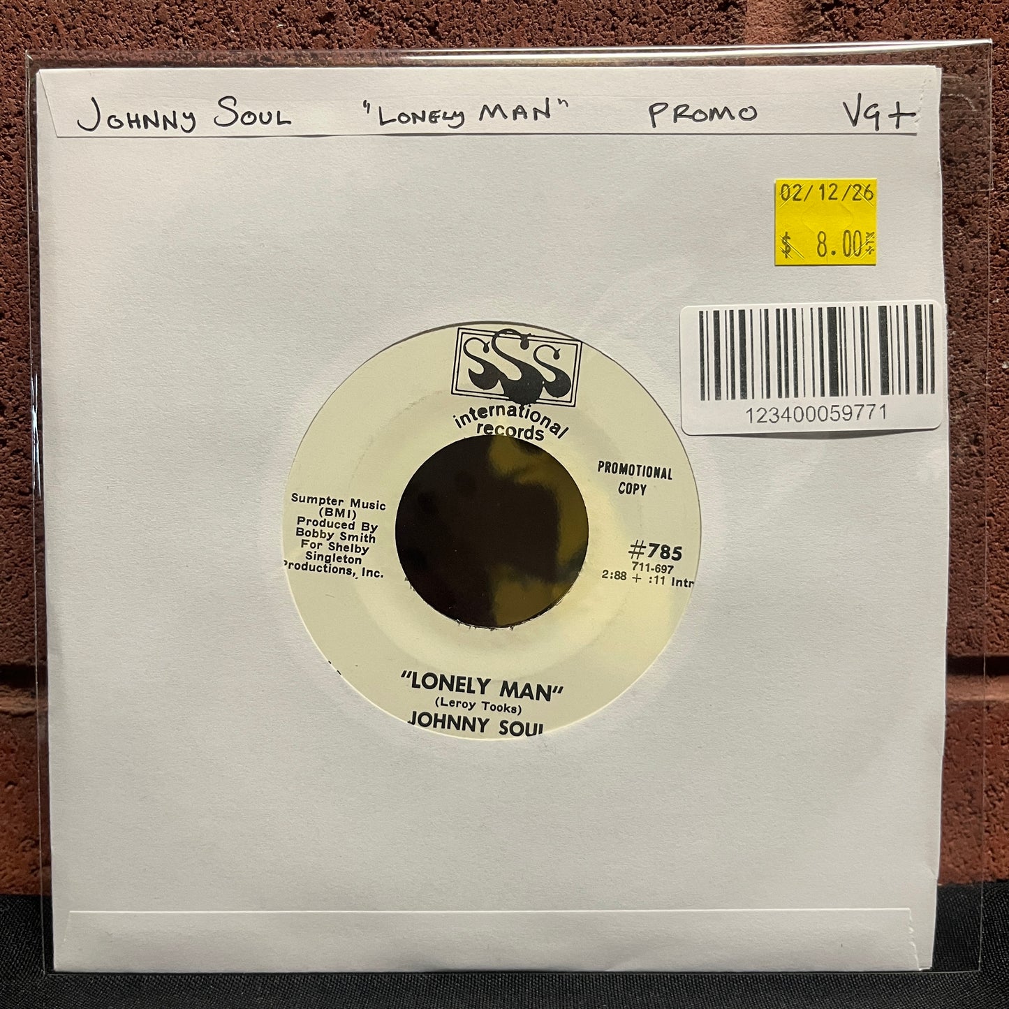 Used Vinyl: Johnny Soul "Lonely Man" 7" (Promo)