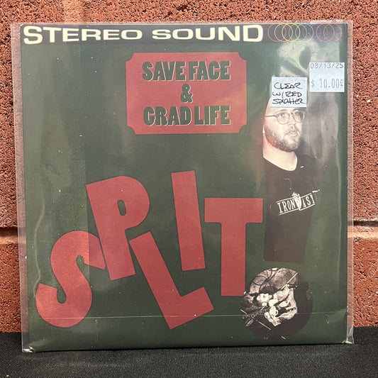 USED VINYL: Save Face / Grad Life "Split" 7" (Clear w/Red Splatter Vinyl)