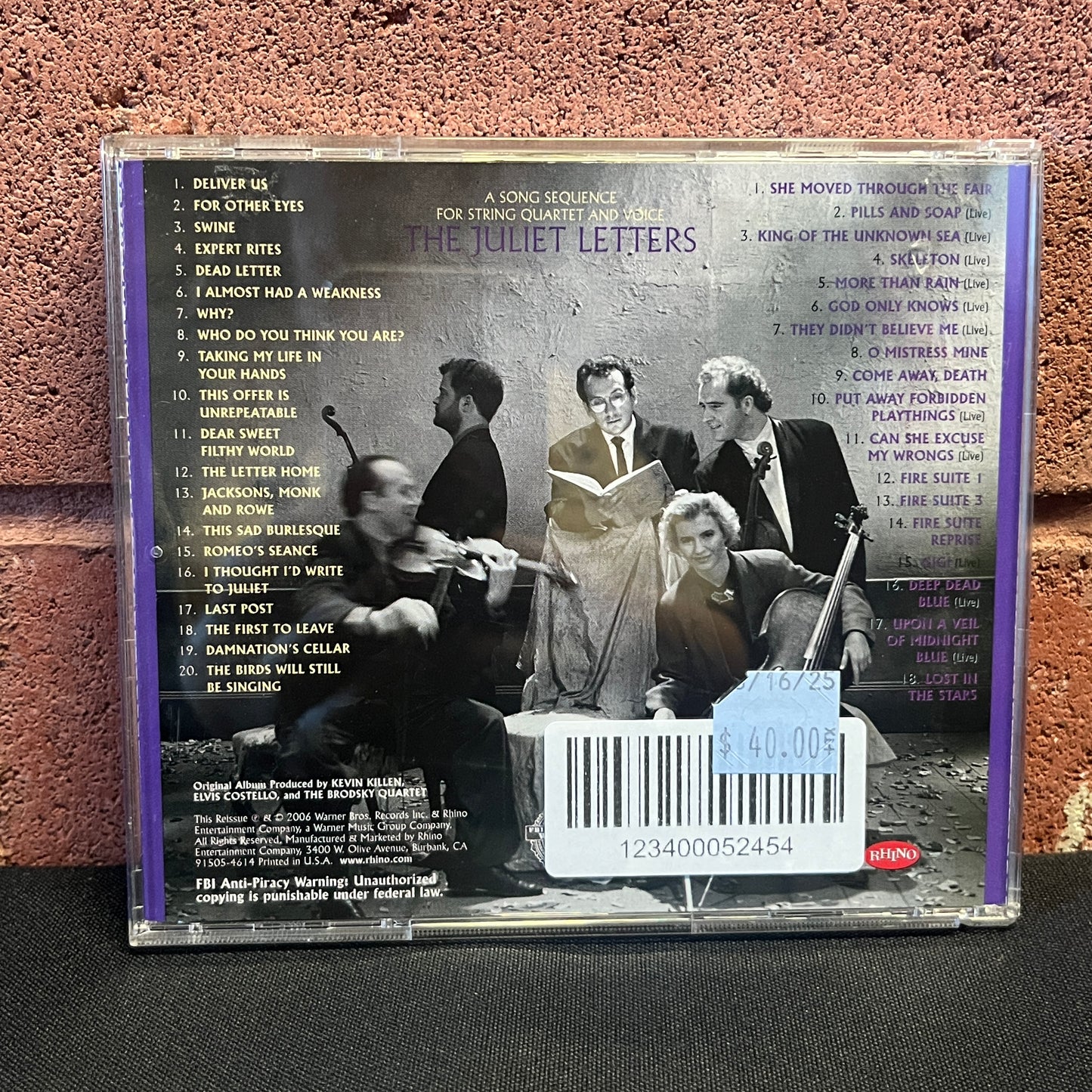 Used CD: Elvis Costello And The Brodsky Quartet "The Juliet Letters" 2xCD
