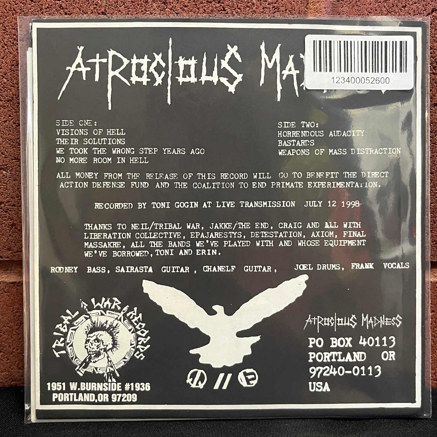 Used Vinyl: Atrocious Madness "Visions Of Hell" 7" (Blue Vinyl)