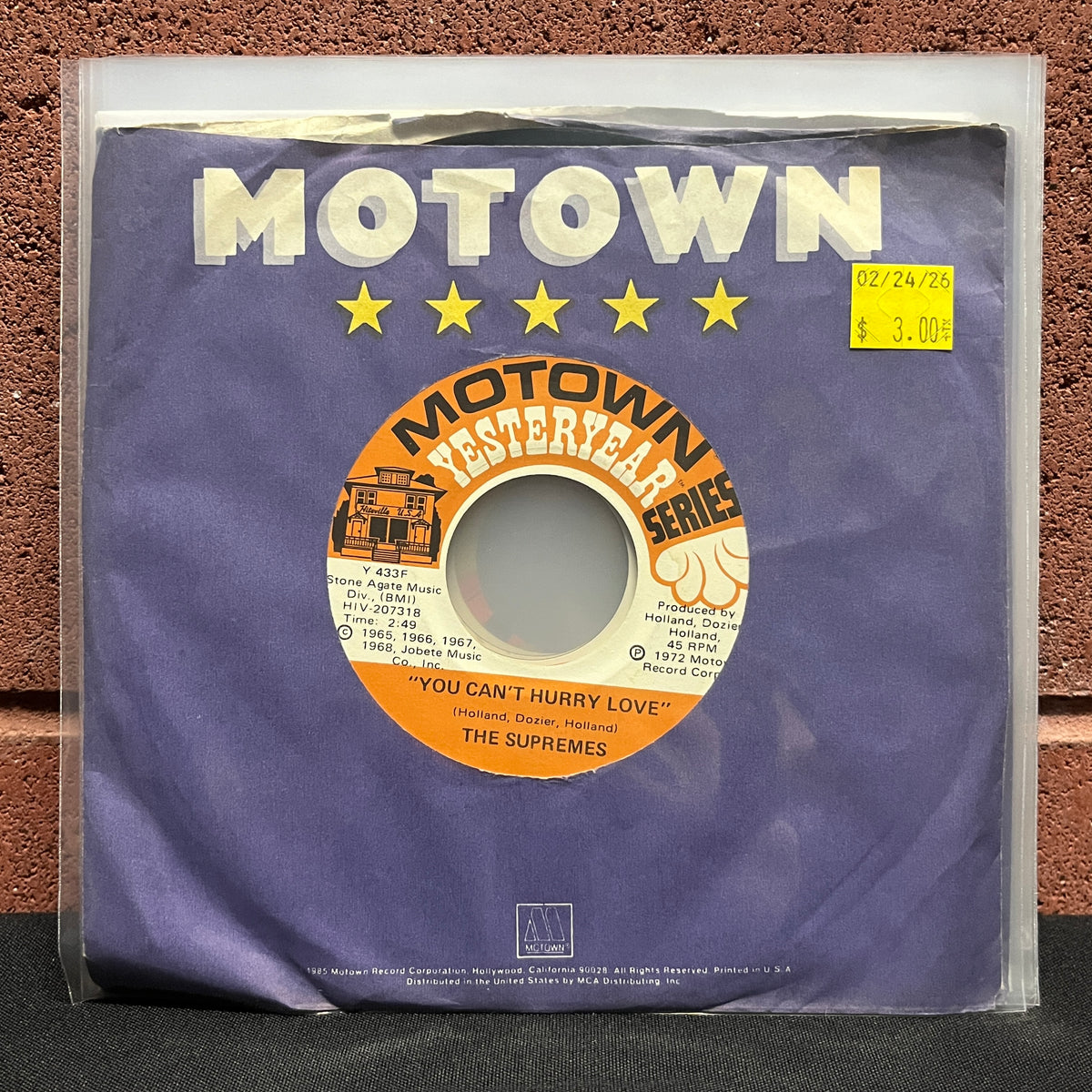 Used Vinyl: Supremes "You Can't Hurry Love / My World Is Empty Without You" 7"