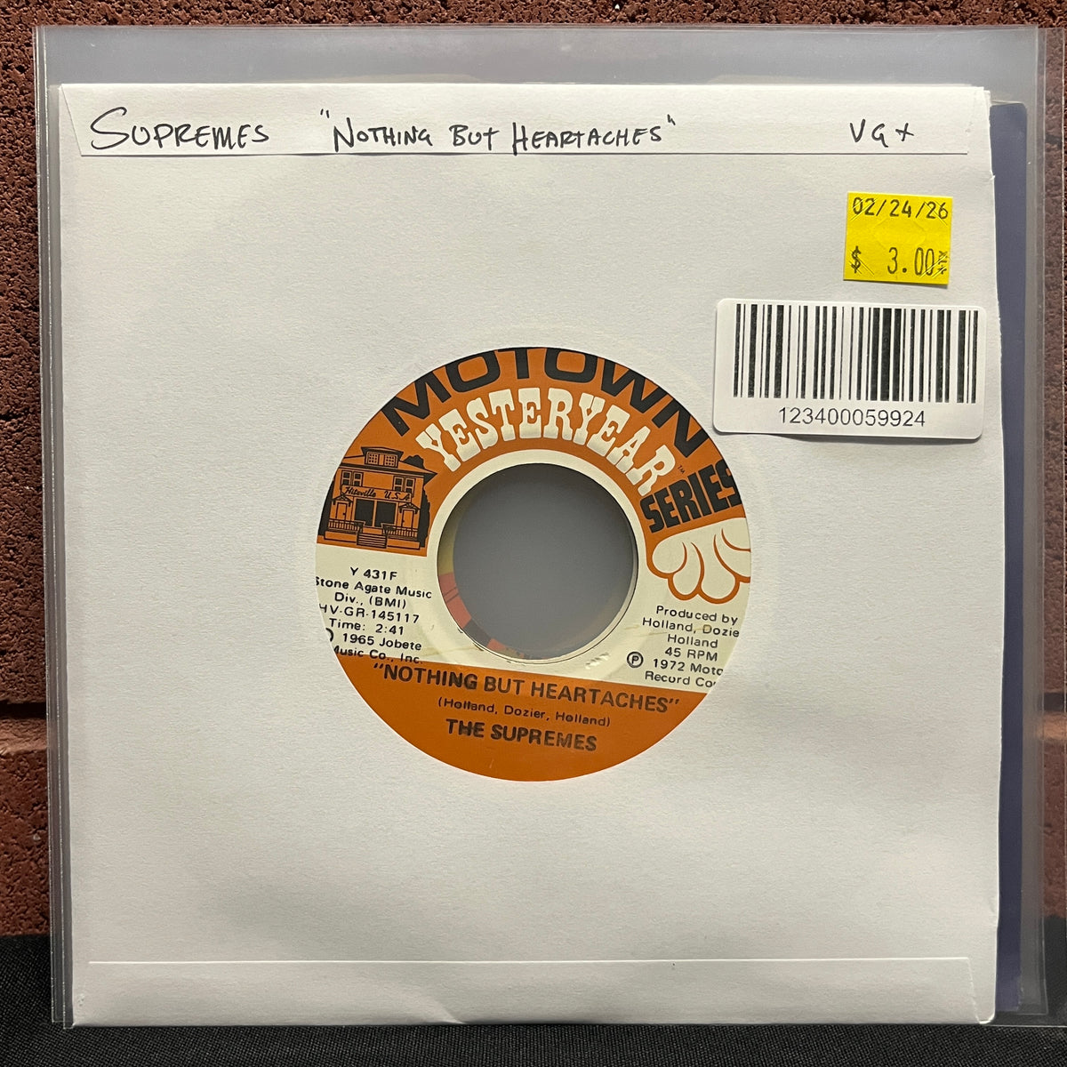 Used Vinyl: Supremes "Nothing But Heartaches / I Hear A Symphony" 7"