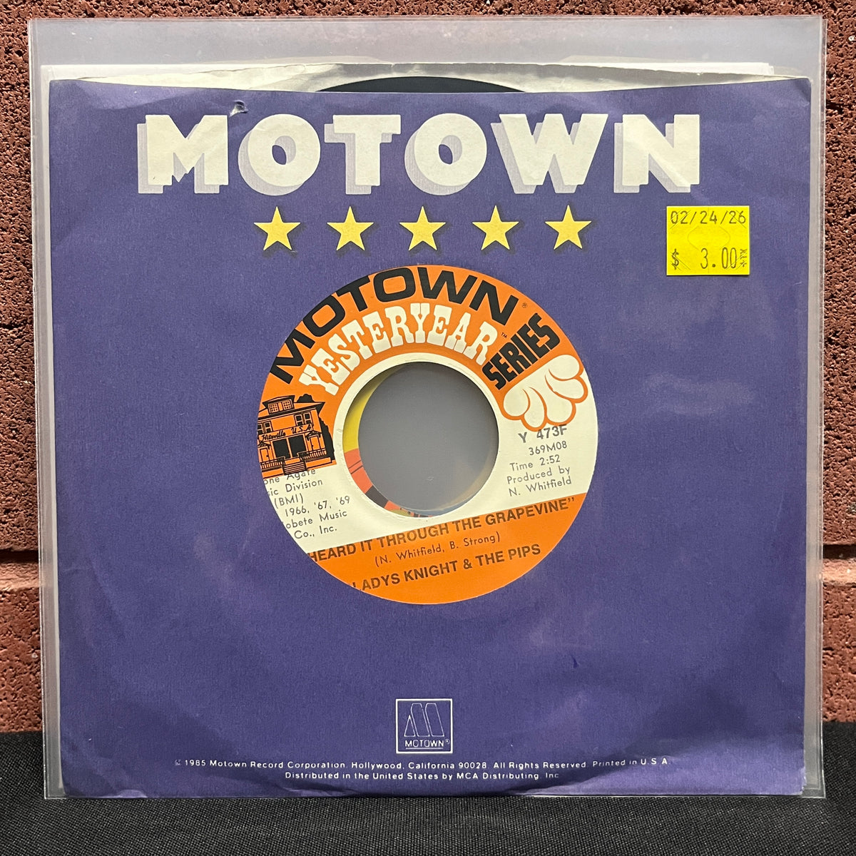Used Vinyl: Gladys Knight and the Pips "Heard It Through The Grapevine / The End of Our Road" 7"