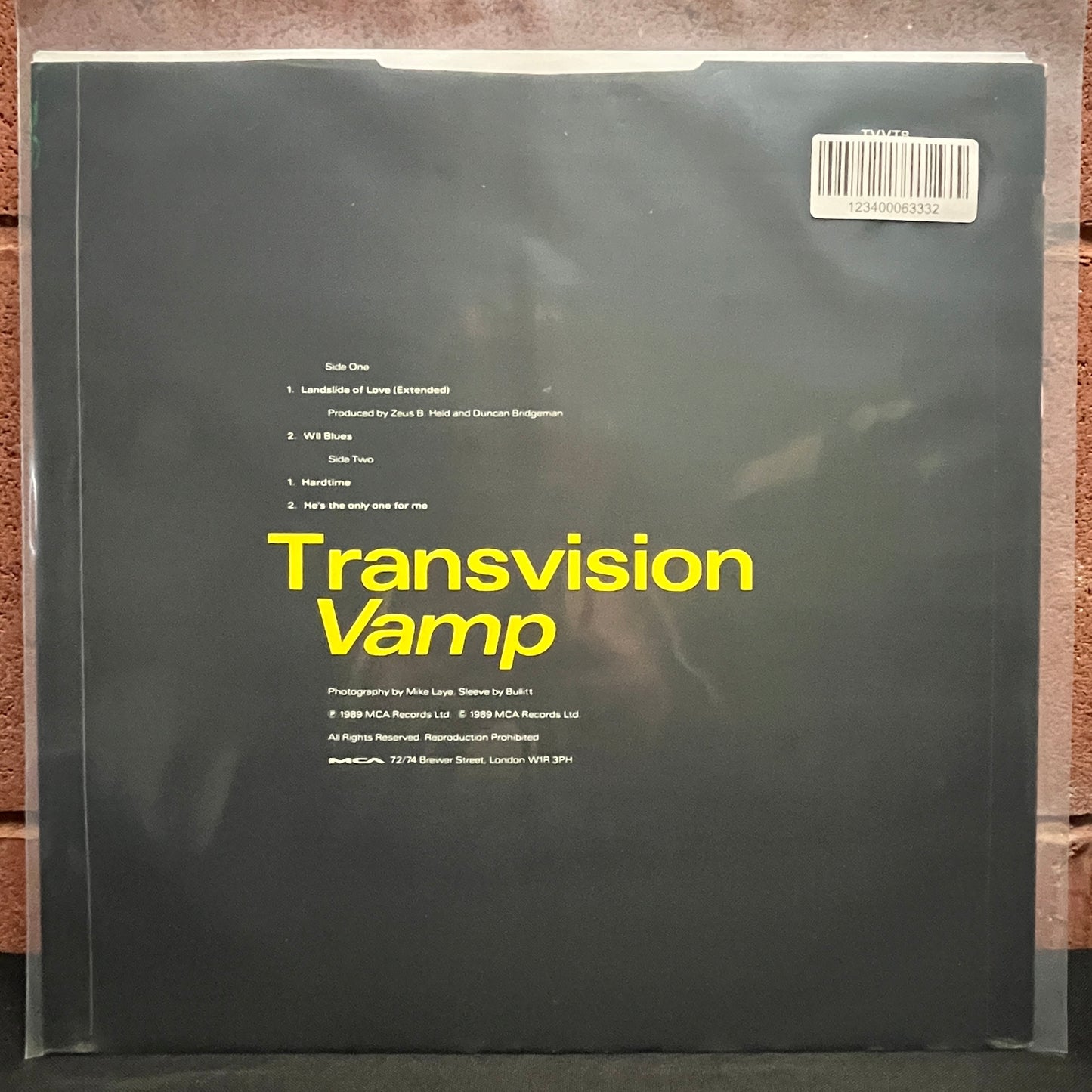 Used Vinyl: Transvision Vamp ‎"Landslide Of Love" 12" (1989 UK Press)