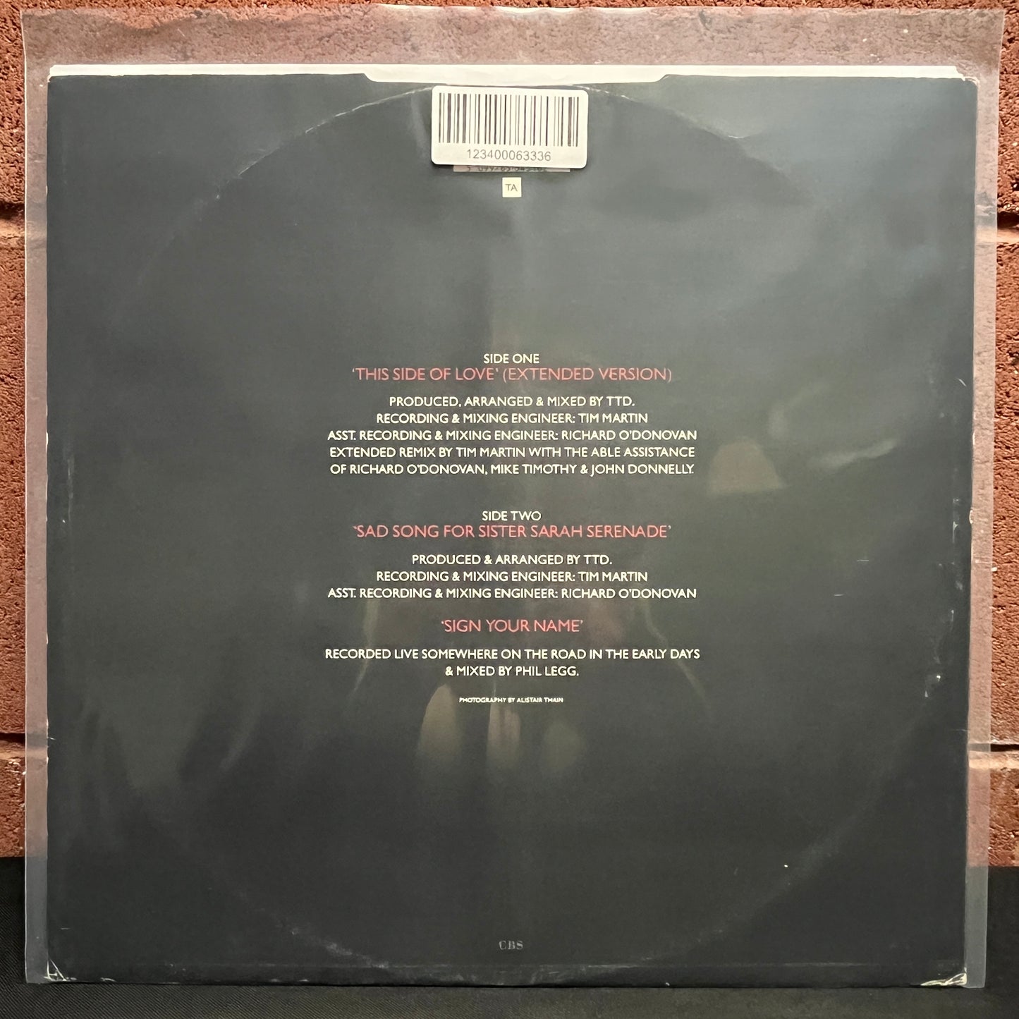 Used Vinyl: Terence Trent D'Arby "This Side Of Love" 12" (1989 UK Press)