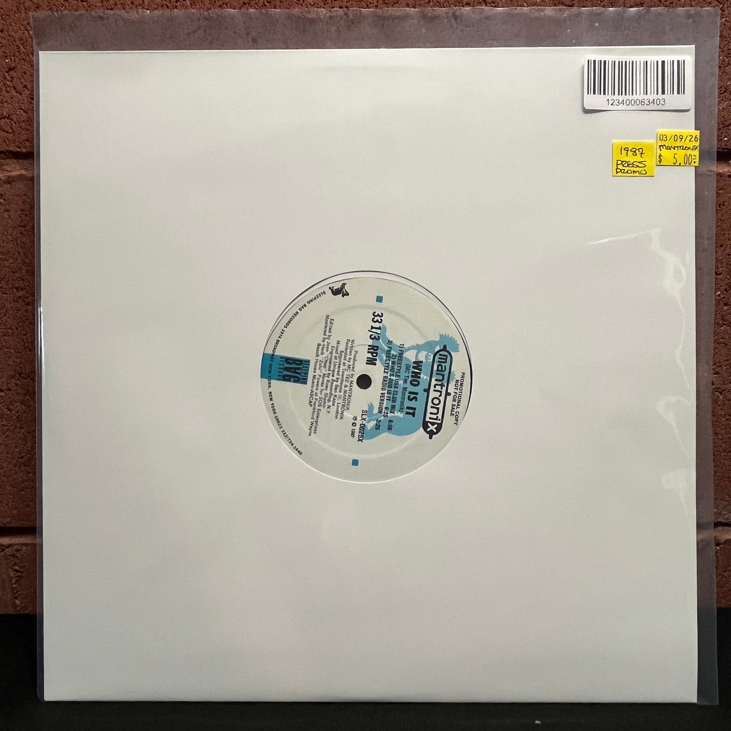 Used Vinyl: Mantronix "Who Is It?" 12" (1987 Promo Press)