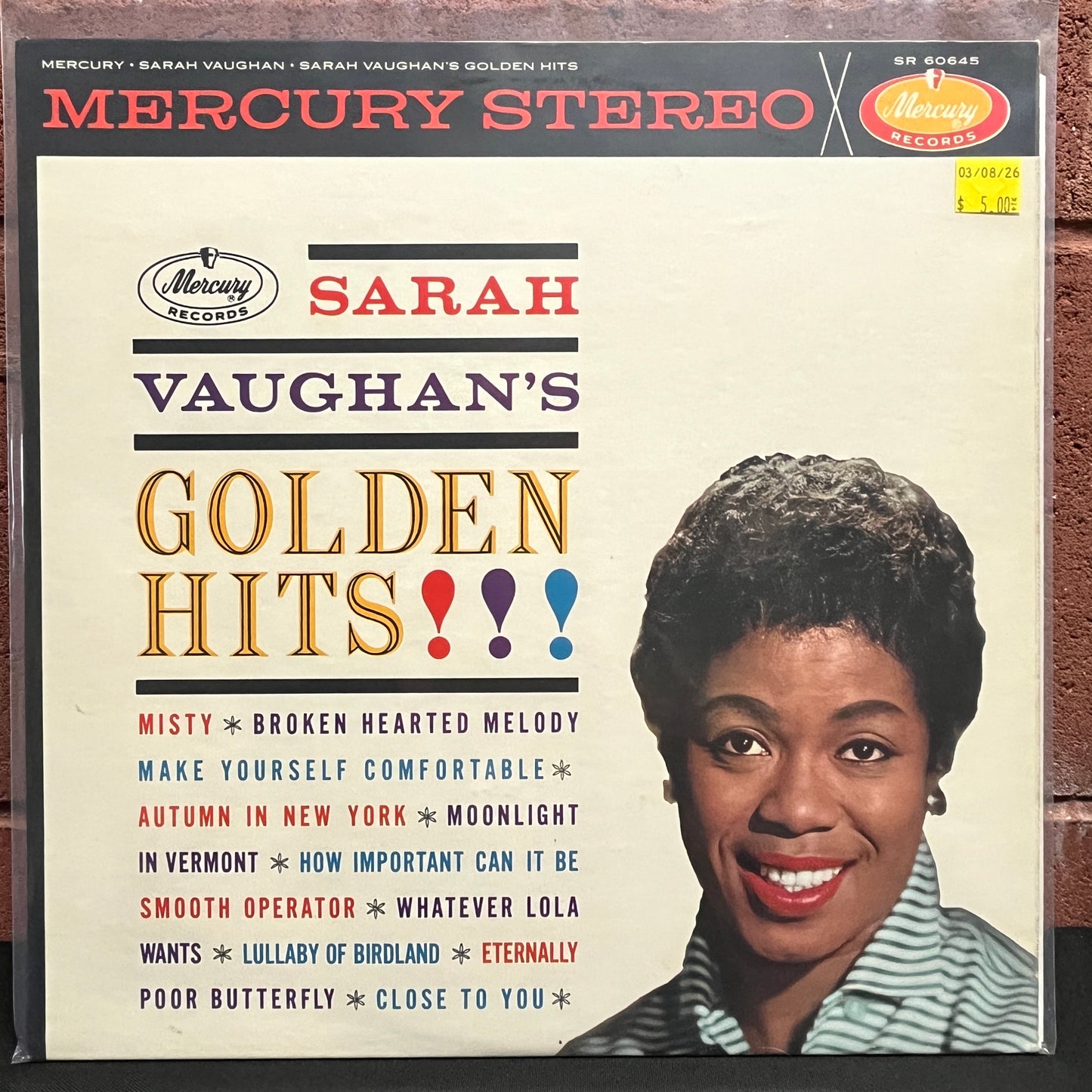 Used Vinyl: Sarah Vaughan ‎"Sarah Vaughan's Golden Hits" LP (1961 Press)