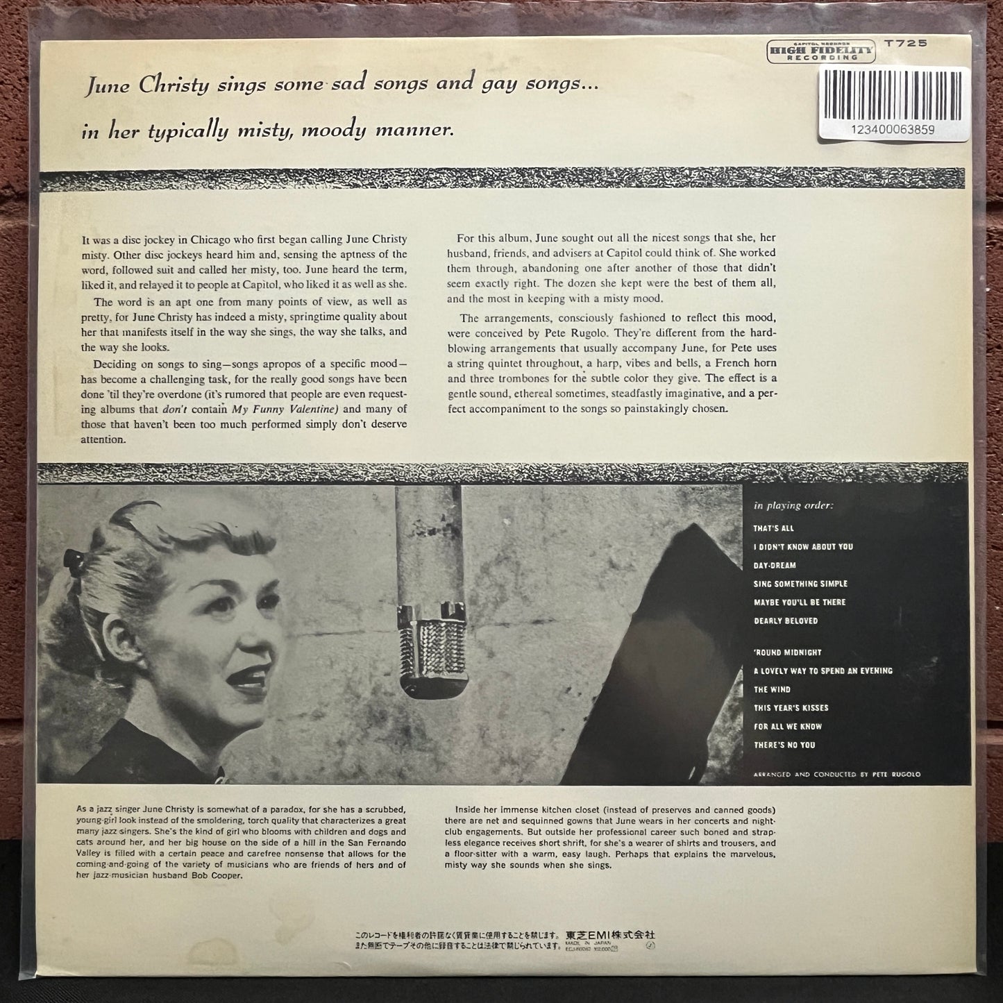 Used Vinyl: June Christy "The Misty Miss Christy" LP (Japanese Press)