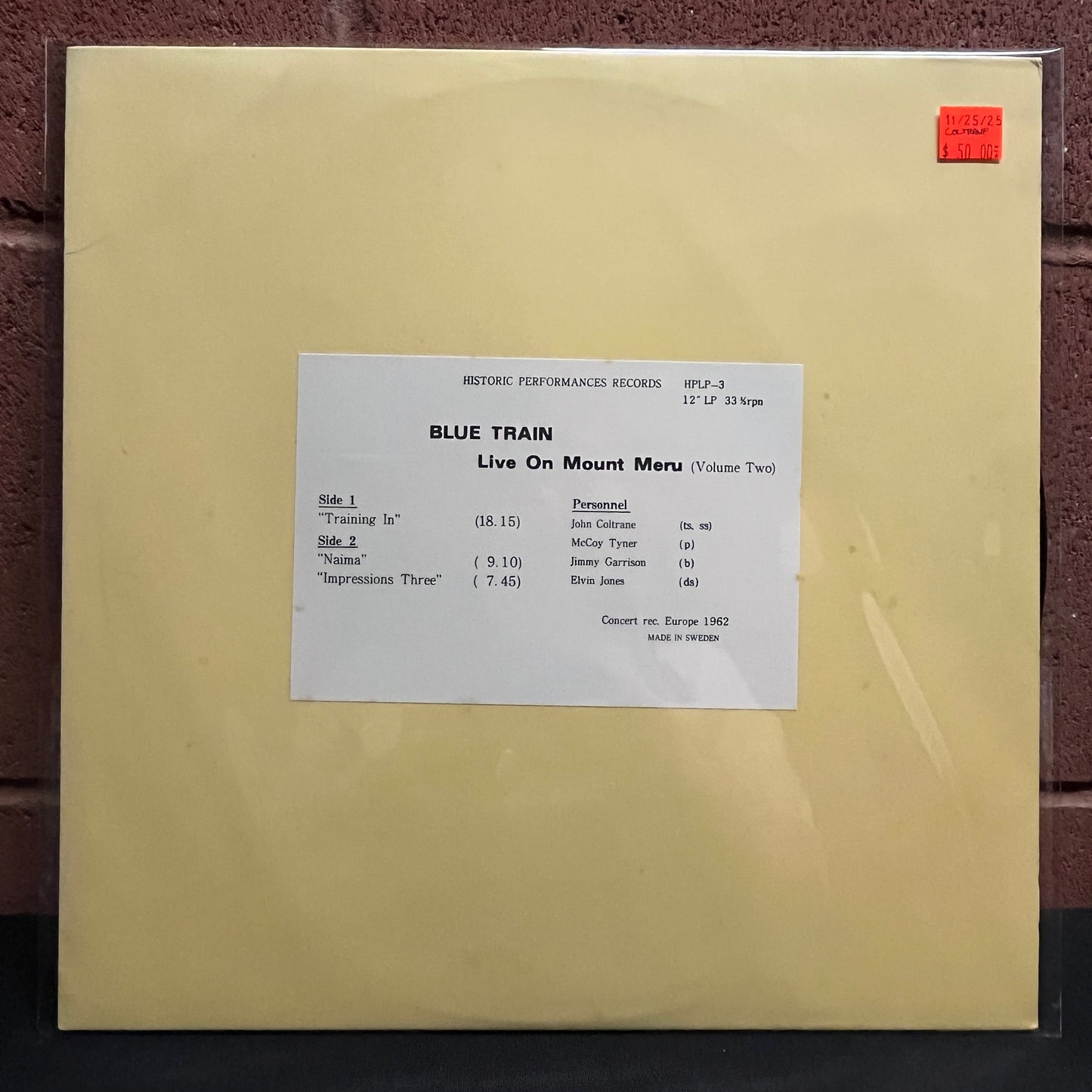 Used Vinyl: Blue Train (John Coltrane) "Live On Mount Meru (Volume Two)" LP (Swedish Press)