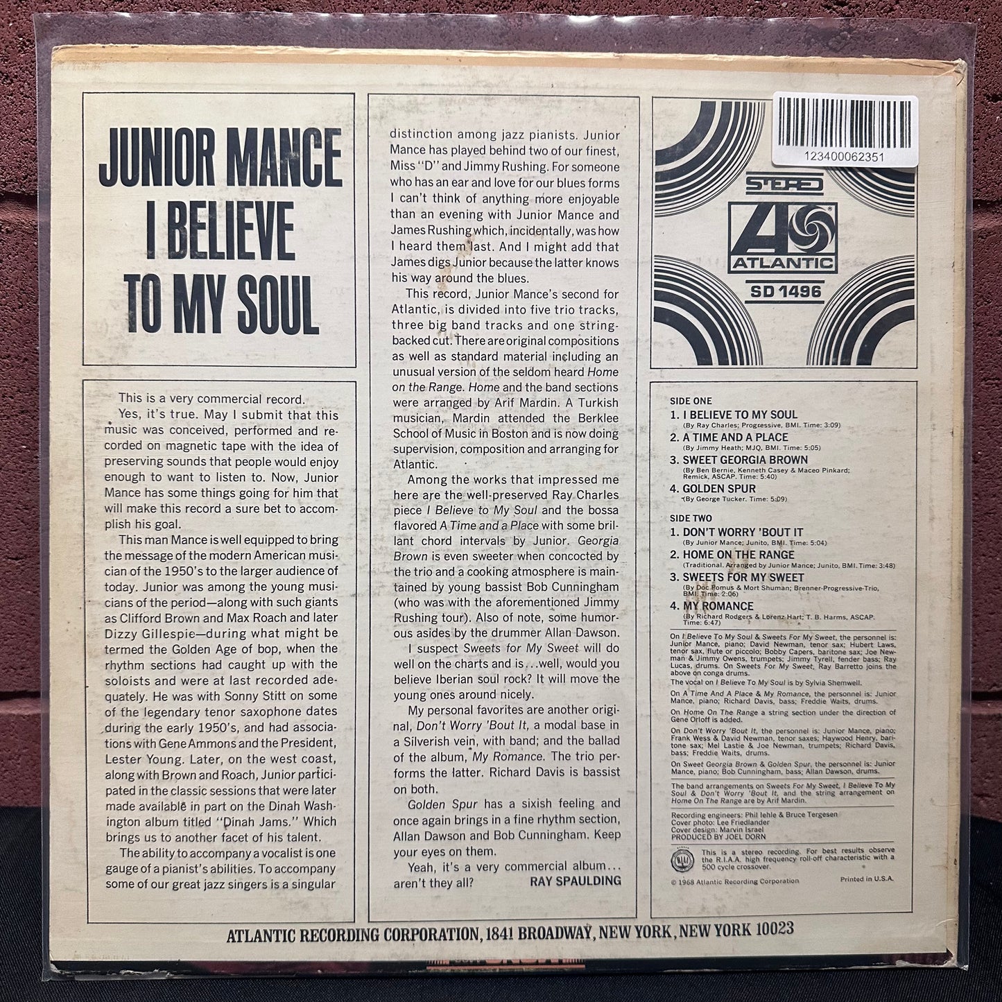Used Vinyl: Junior Mance "I Believe to My Soul" LP