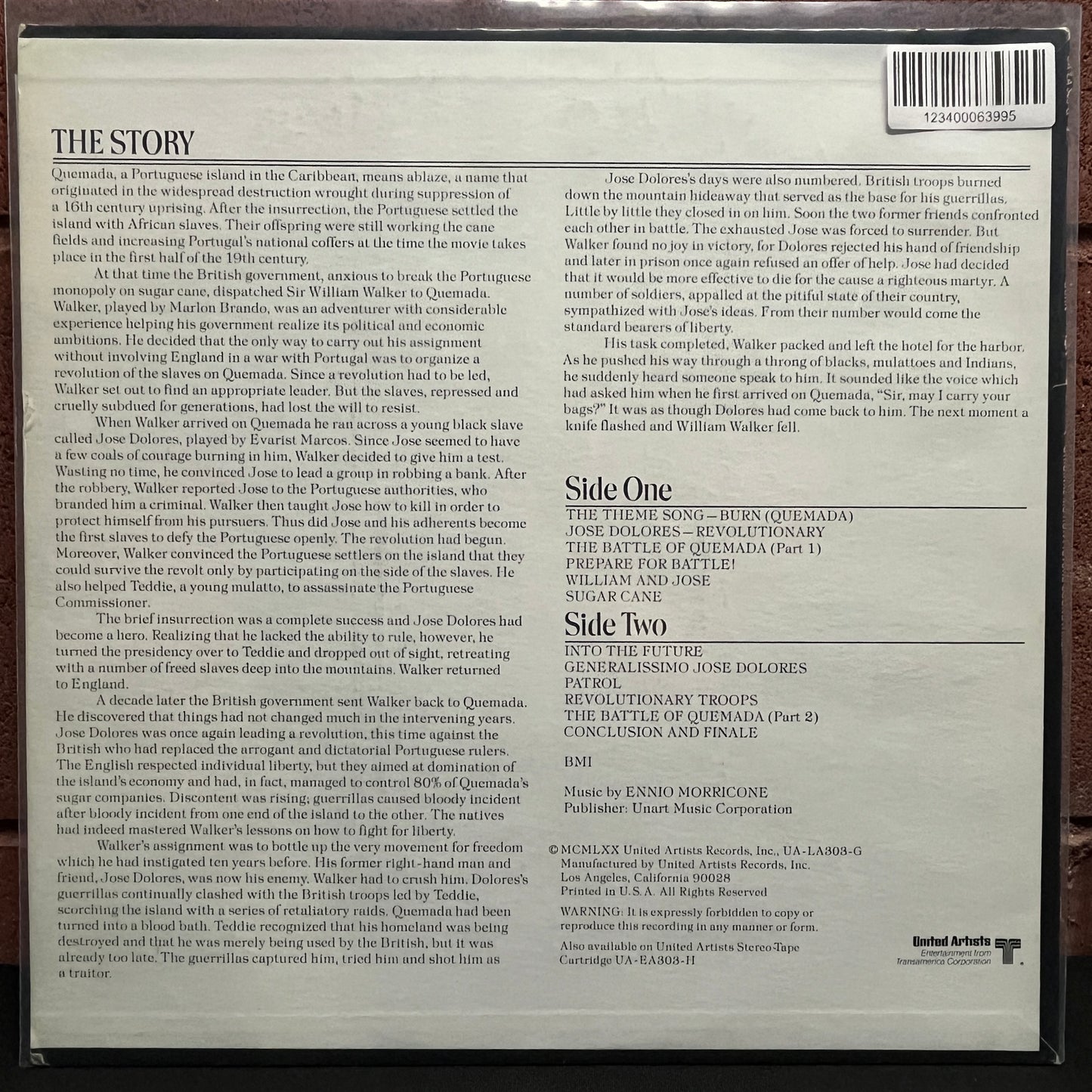 Used Vinyl: Ennio Morricone "Burn! (Original Motion Picture Soundtrack)" LP (1974 Press)