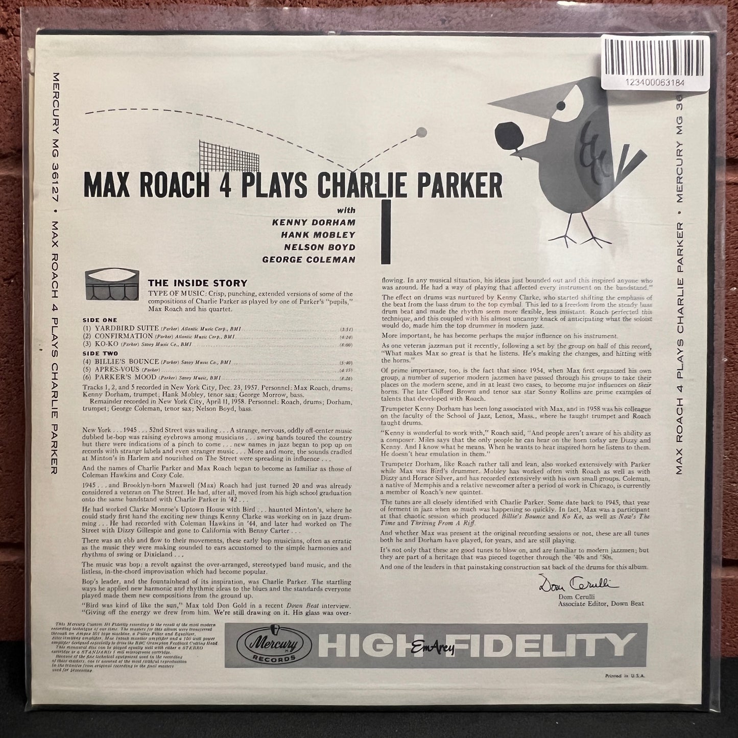 Used Vinyl: The Max Roach 4 "Plays Charlie Parker" LP (1959 Mono Press)