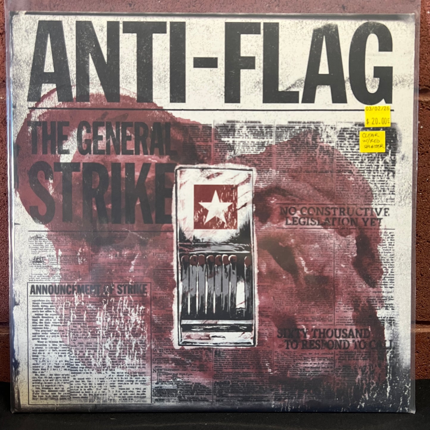 Used Vinyl: Anti-Flag "The General Strike" LP (Clear with Red Splatter vinyl)