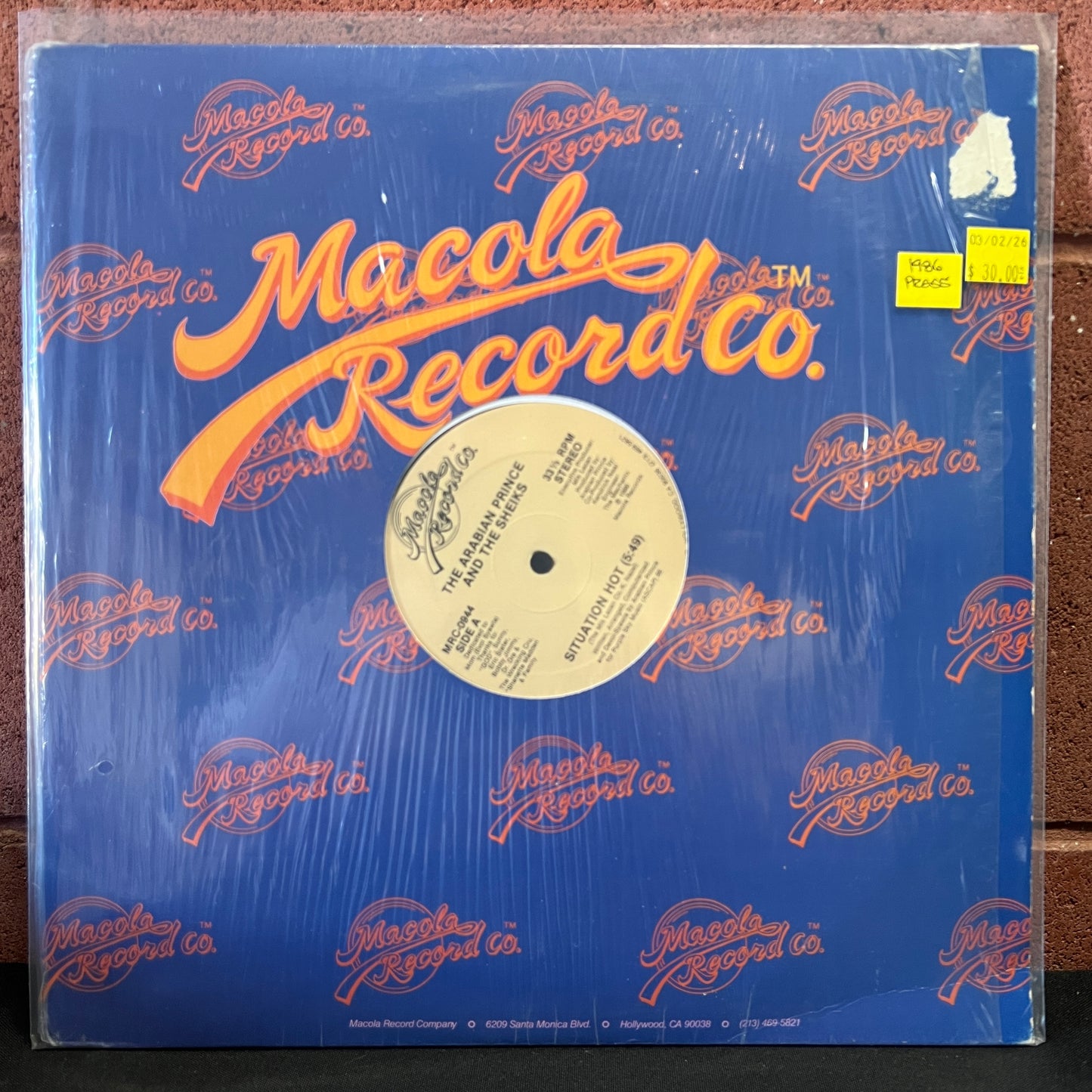 Used Vinyl: The Arabian Prince & The Sheiks ‎"Situation Hot" 12" (1986 Press)