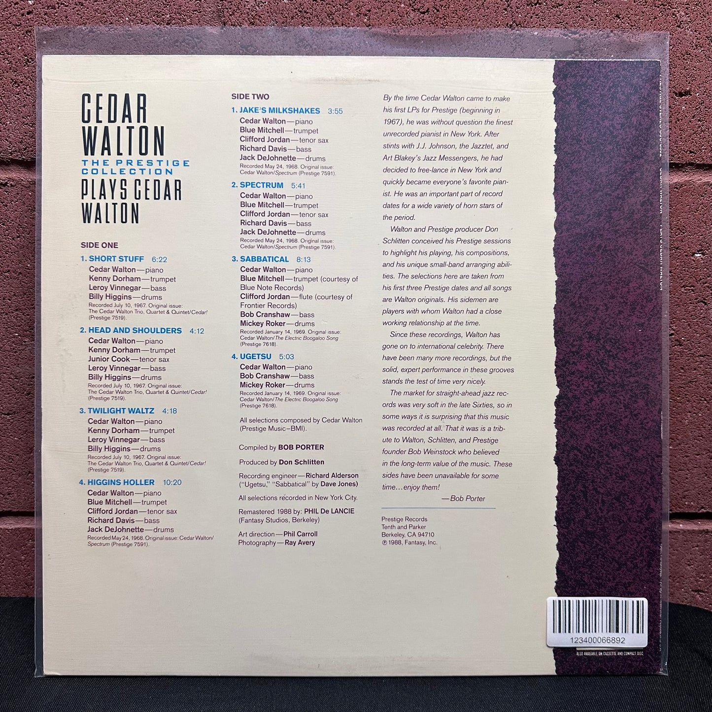 Used Vinyl: Cedar Walton ‎"Plays Cedar Walton - The Prestige Collection" LP (1988 Press)