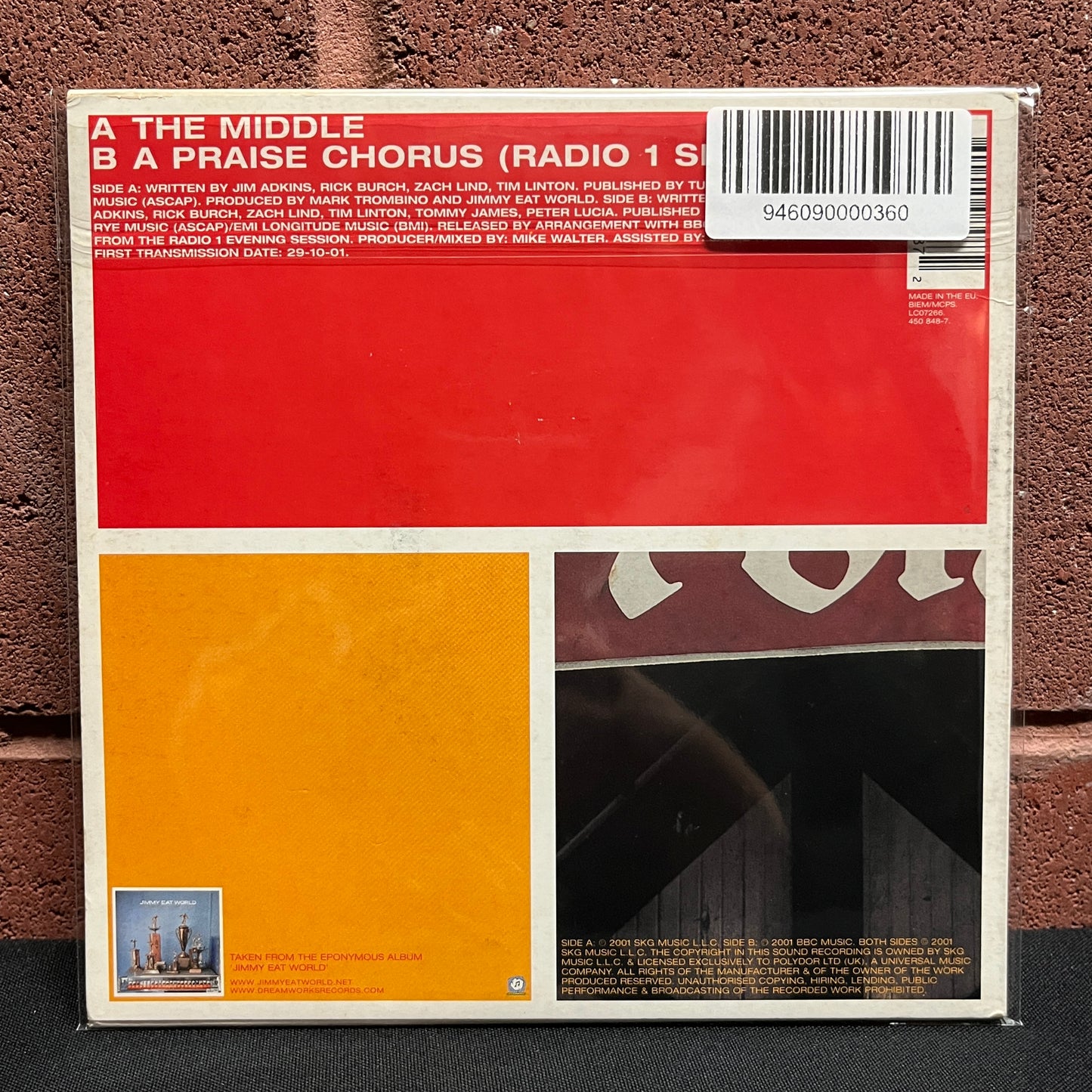 Used Vinyl: Jimmy Eat World "The Middle" 7" (2001 Red Vinyl UK Press)