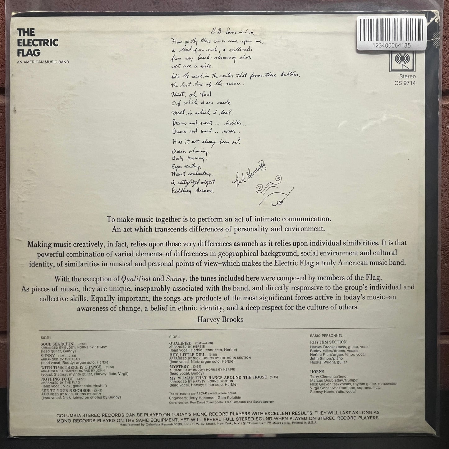 Used LP: The Electric Flag ‎"An American Music Band" LP (1968 Press)