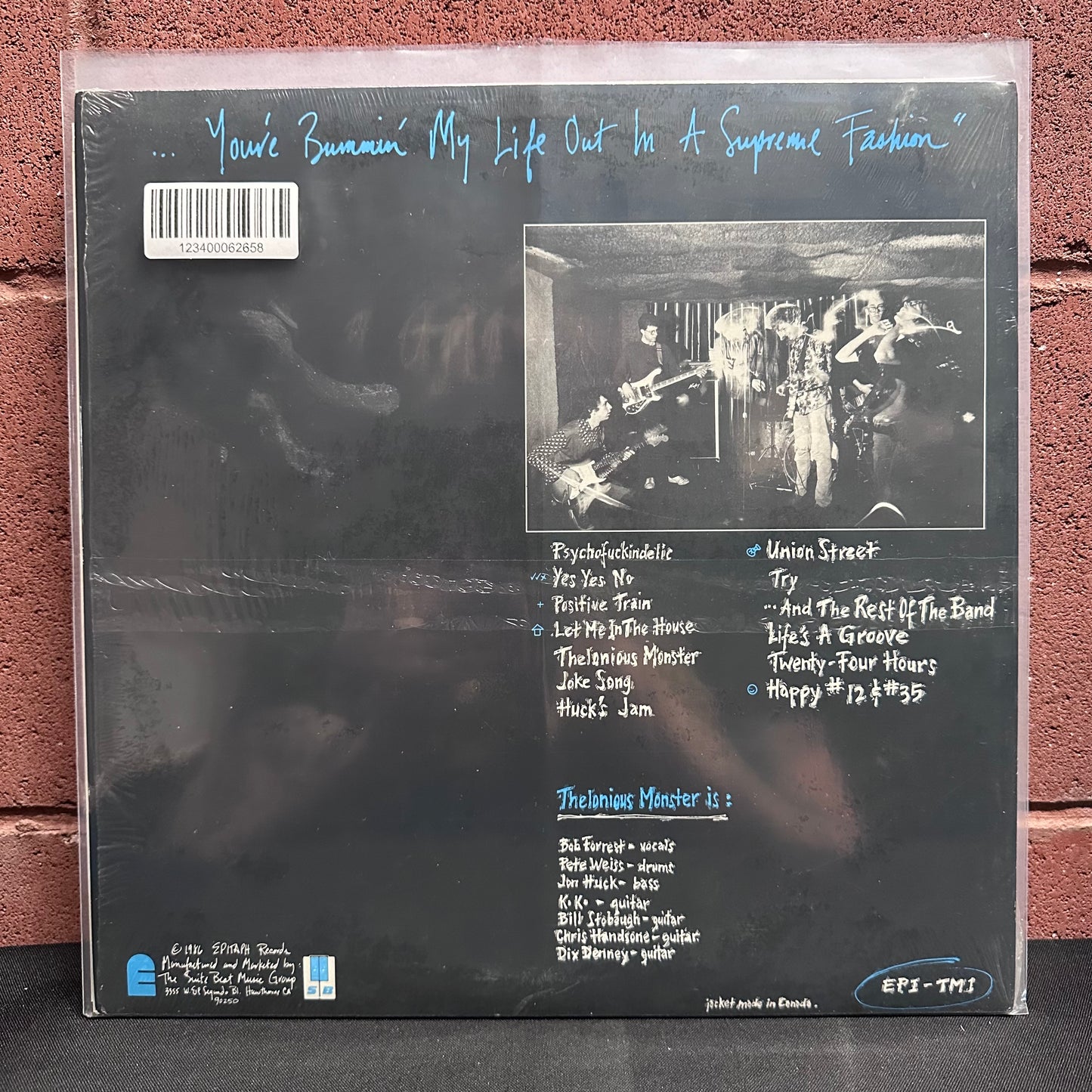 Used Vinyl: Thelonious Monster "Baby... You're Bummin' My Life Out in a Supreme Fashion" LP (1986 Pressing, in open shrink)