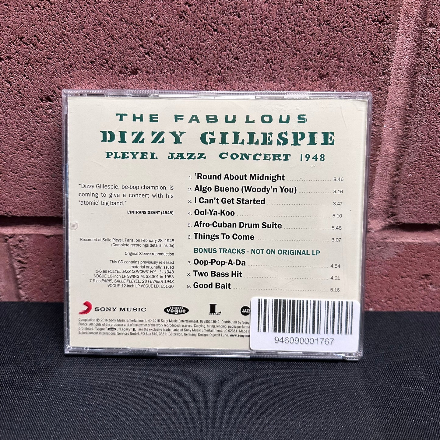 Used CD: Dizzy Gillespie "The Fabulous Dizzy Gillespie Pleyel Jazz Concert 1948" CD