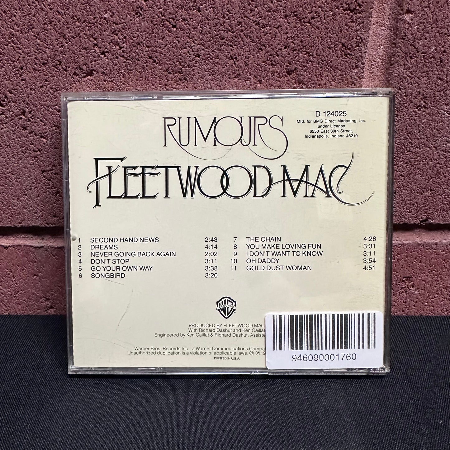 Used CD: Fleetwood Mac "Rumours" CD (Early Club Edition by "RCA Direct Marketing, Inc.", 124025D)