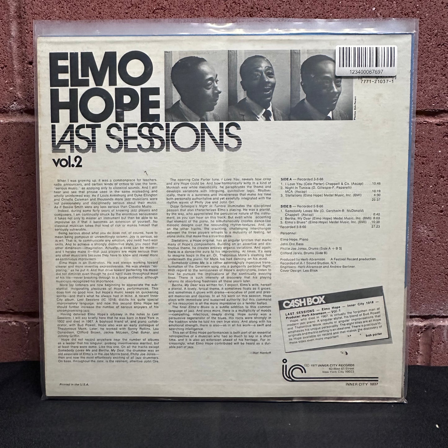 Used Vinyl: Elmo Hope "Last Sessions Vol. 2" LP (1977 Press)
