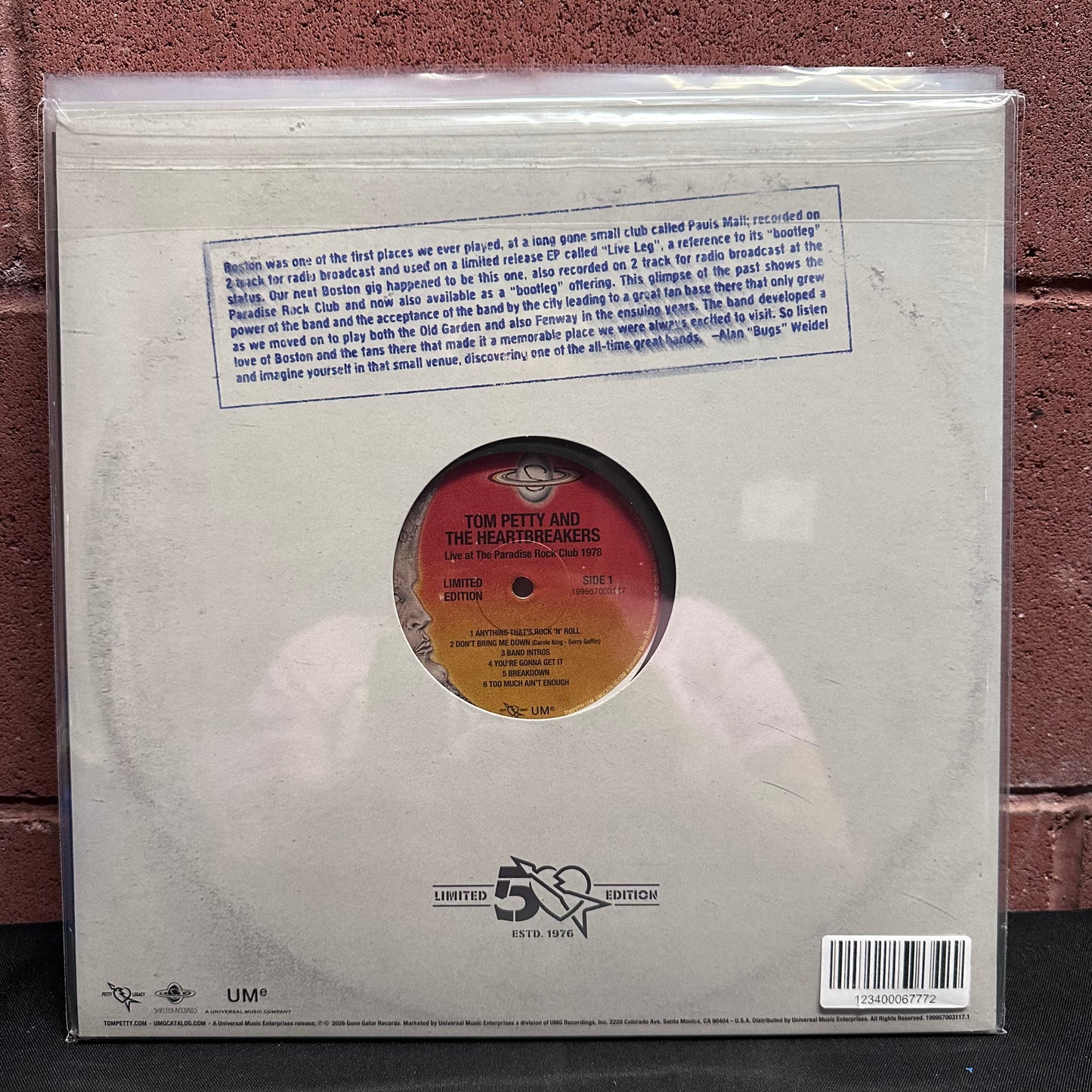 Used Vinyl: Tom Petty And The Heartbreakers "Live At The Paradise Rock Club 1978" LP (2026 Press - Clear w/Splatter Vinyl - Tour Pass)