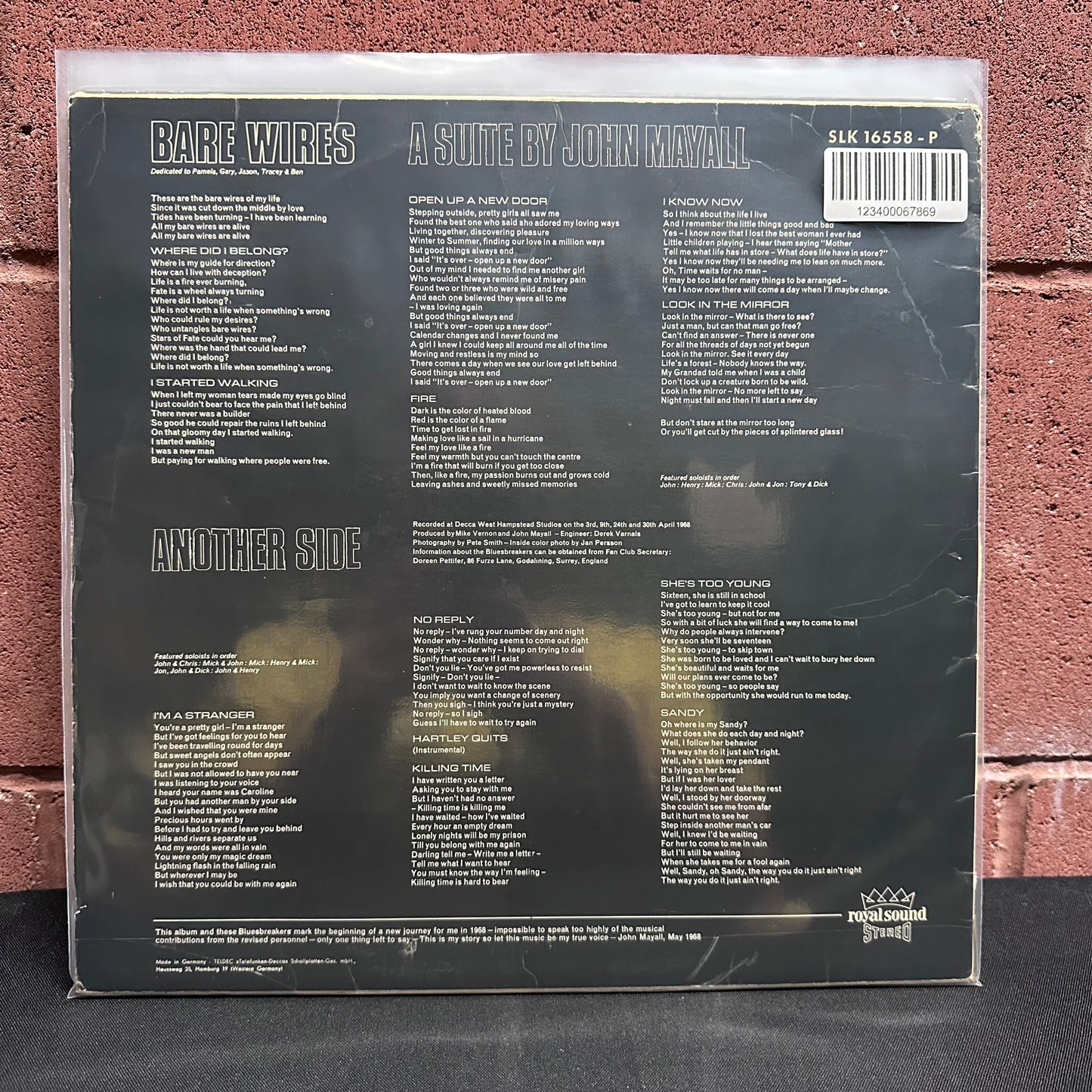 Used Vinyl: John Mayall's Bluesbreakers "Bare Wires" LP (1968 German Press)