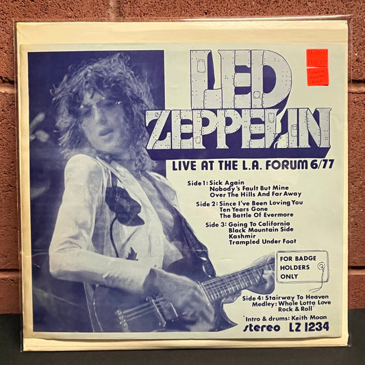 Used Vinyl: Led Zeppelin "Live At The L.A. Forum 6/77 (For Badgeholders Only)" 2xLP (Ruthless Rhymes Press)
