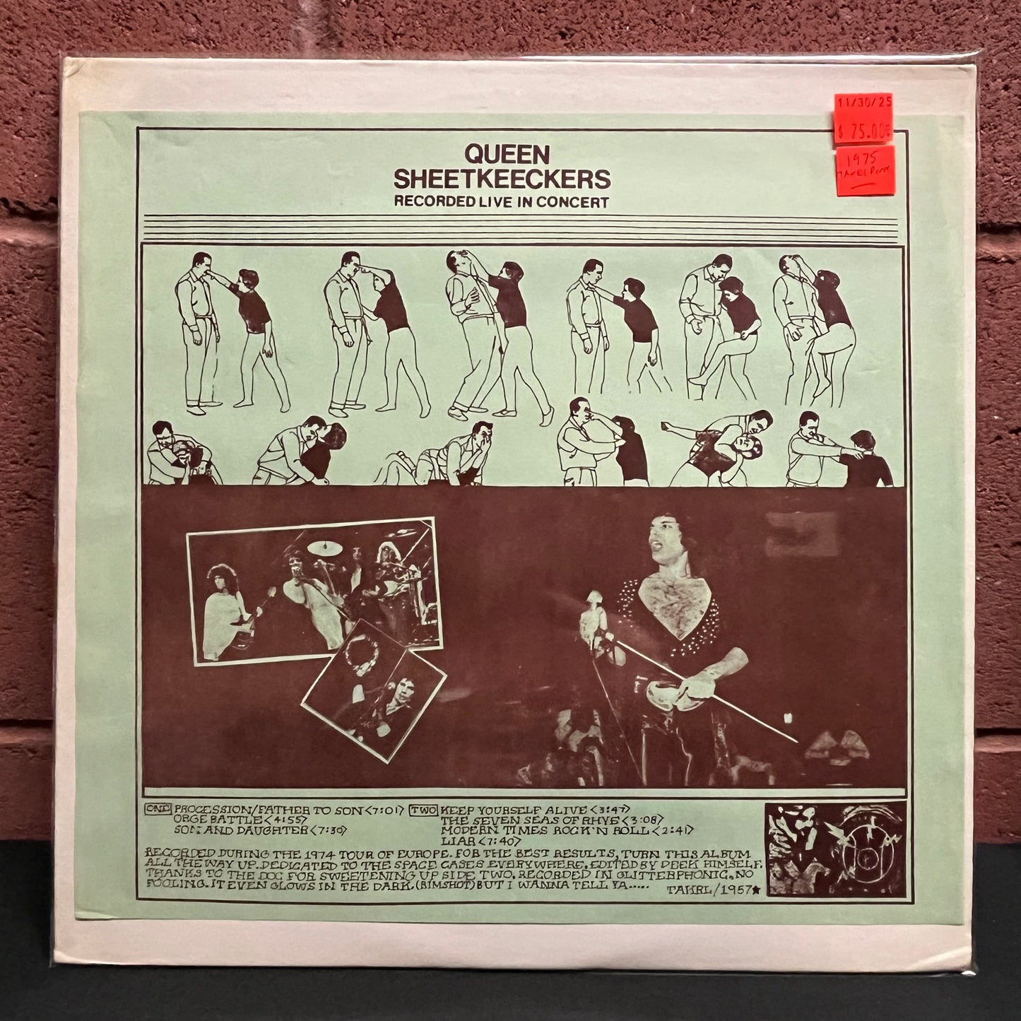 Used Vinyl: Queen "Sheetkeeckers - Recorded Live In Concert (The Rainbow Theatre, London March 31, 1974)" LP (1975 TAKRL Press)