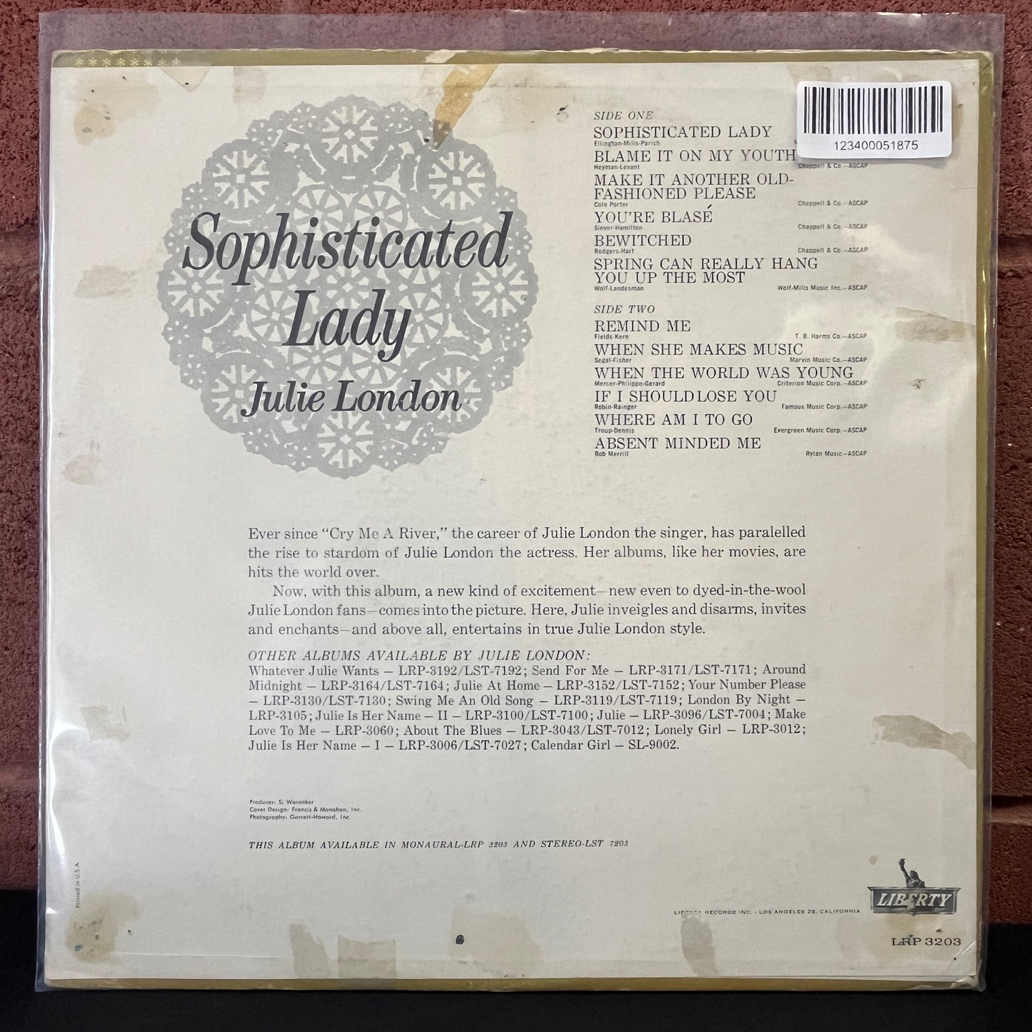 Used Vinyl: Julie London "Sophisticated Lady" LP (1962 Mono Press)