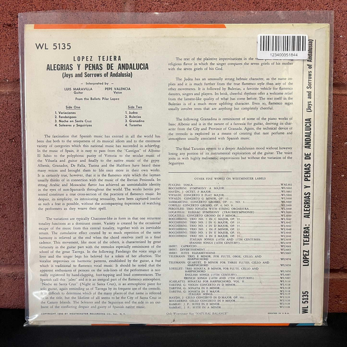 Used Vinyl: Lopez Tejera "Allegrias Y Penas De Analucia (Joys And Sorrows Of Andalusia)" LP