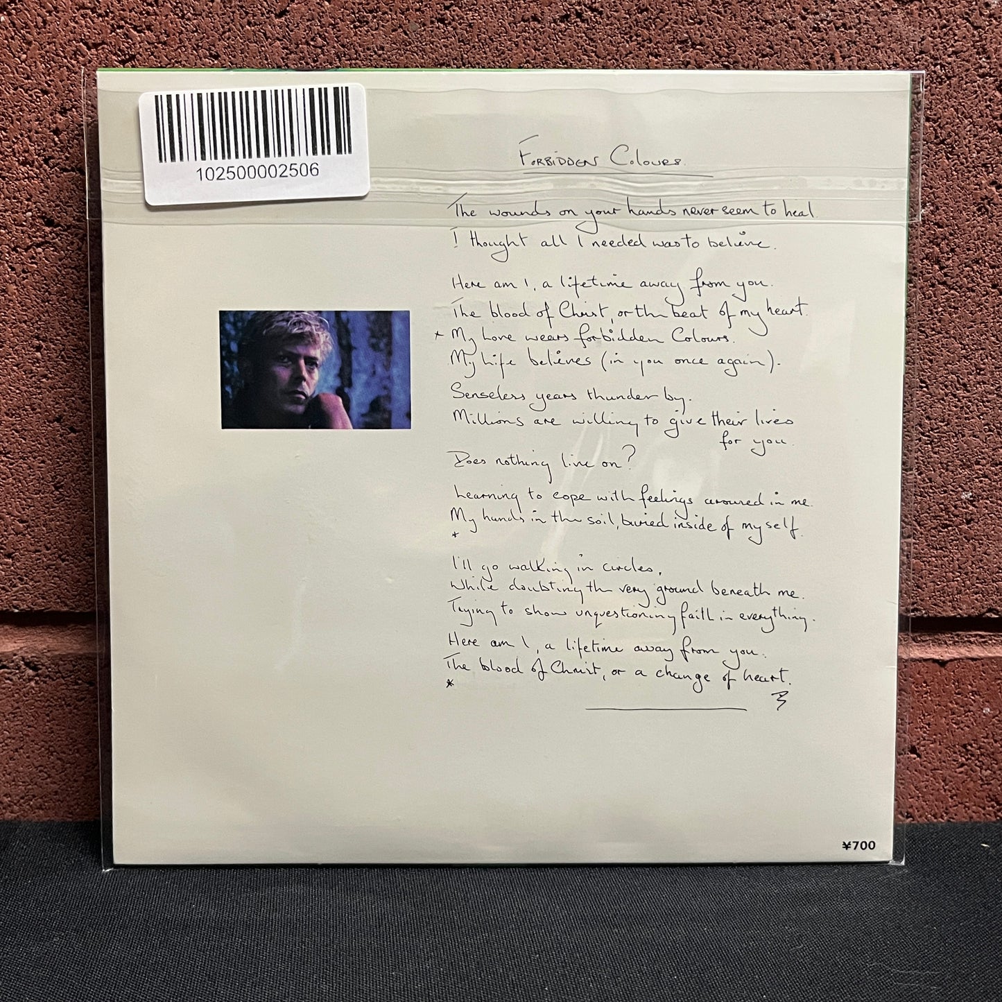 Used Vinyl: Ryuichi Sakamoto & David Sylvian "Forbidden Colours" 7" (1st Japanese Press with Bowie Photo Back Cover)