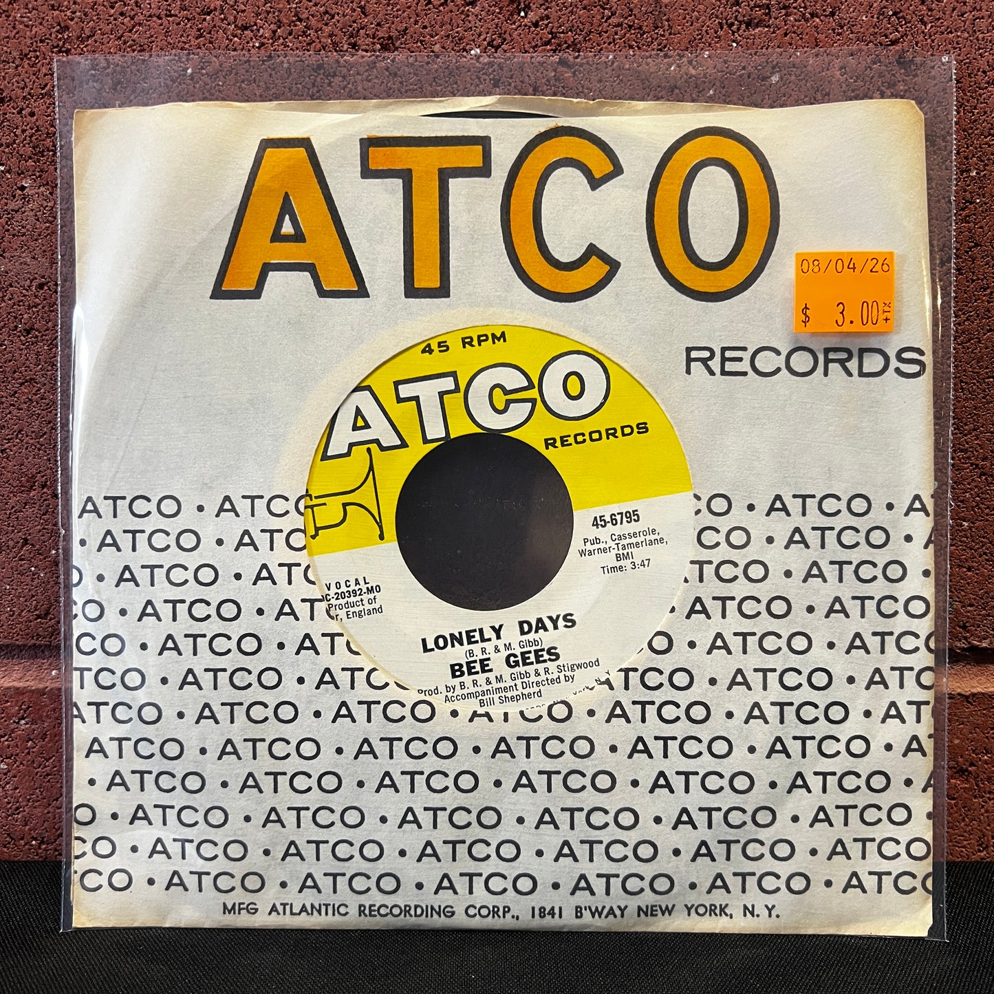 Used Vinyl: Bee Gees "Lonely Days / Man For All Seasons" 7"
