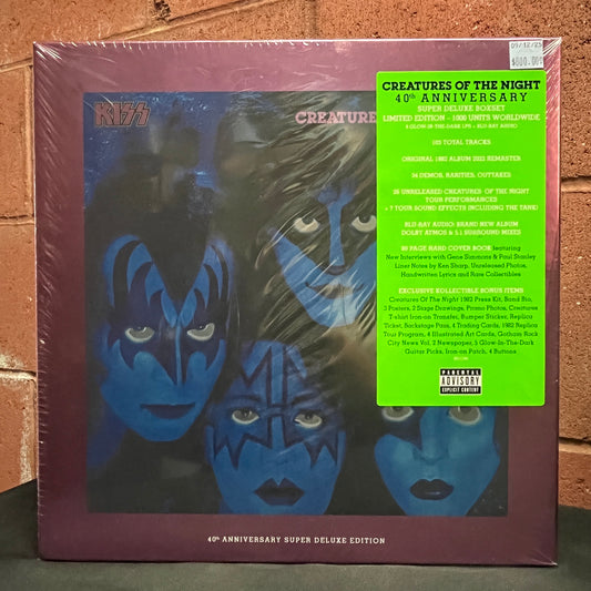 Used Vinyl: Kiss "Creatures of the Night (40th Anniversary Super Deluxe)" 9xLP + Blu-Ray Audio Box Set (Glow In The Dark Vinyl, sealed)
