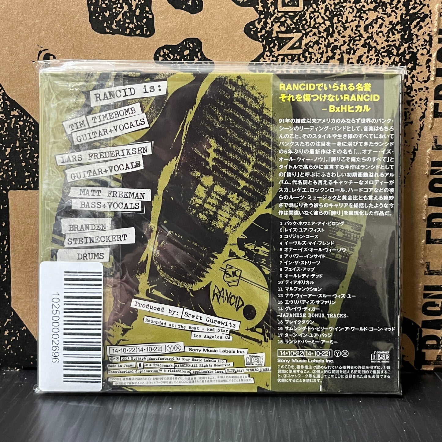 Used CD: Rancid "...Honor Is All We Know" CD (2014 Japanese Press w/ Bonus Tracks)