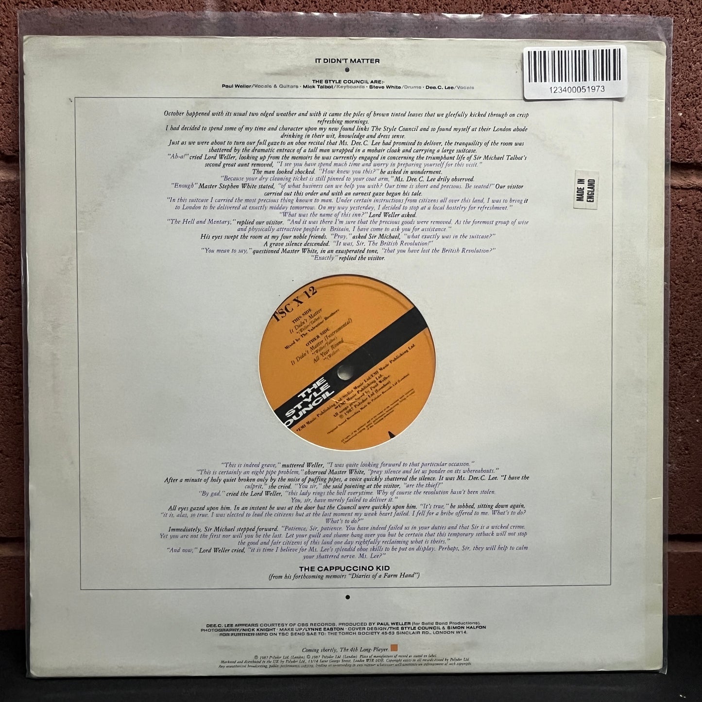 Used Vinyl: The Style Council "It Didn't Matter" 12" (1987 UK Press)