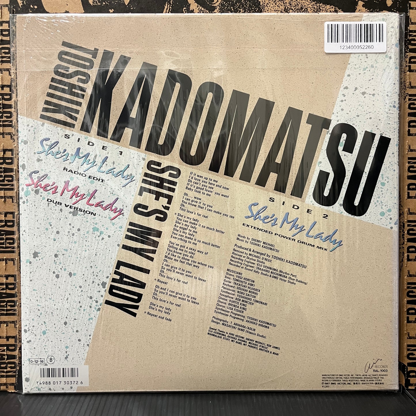 Used Vinyl: Toshiki Kadomatsu "She's My Lady" 12" (Japanese Press in shrink with hype sticker!)
