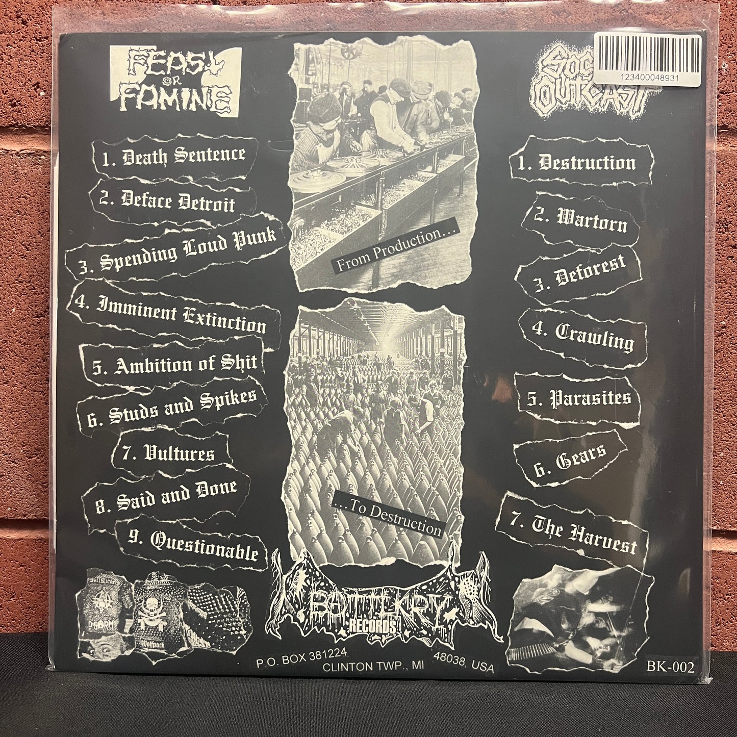 Used Vinyl: Feast Or Famine / Social Outcast "Assembly of Extinction Split" LP (Yellow Vinyl)