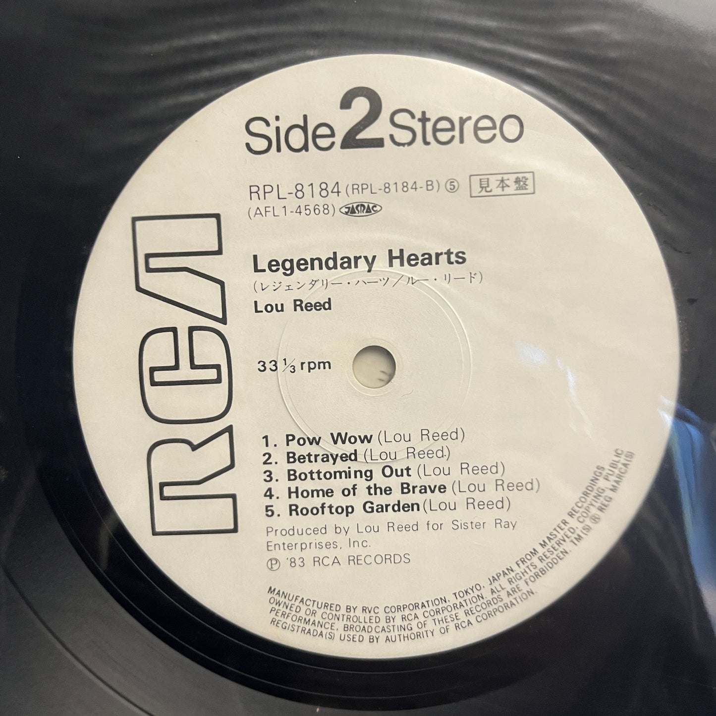 Used Vinyl: Lou Reed "Legendary Hearts" LP (1983 Japanese Promo Press)