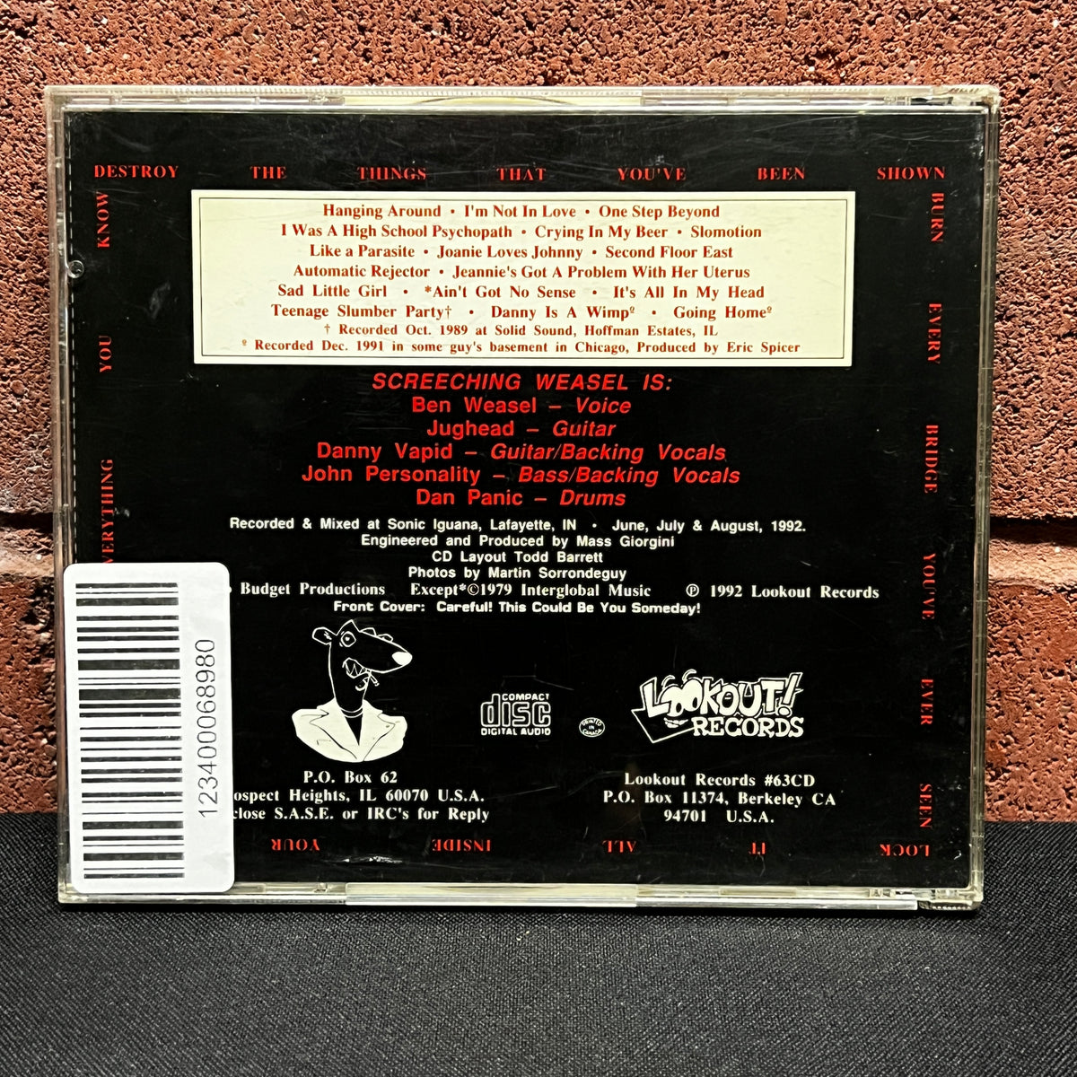 Used CD: Screeching Weasel "Wiggle" CD (1993 Lookout Press)