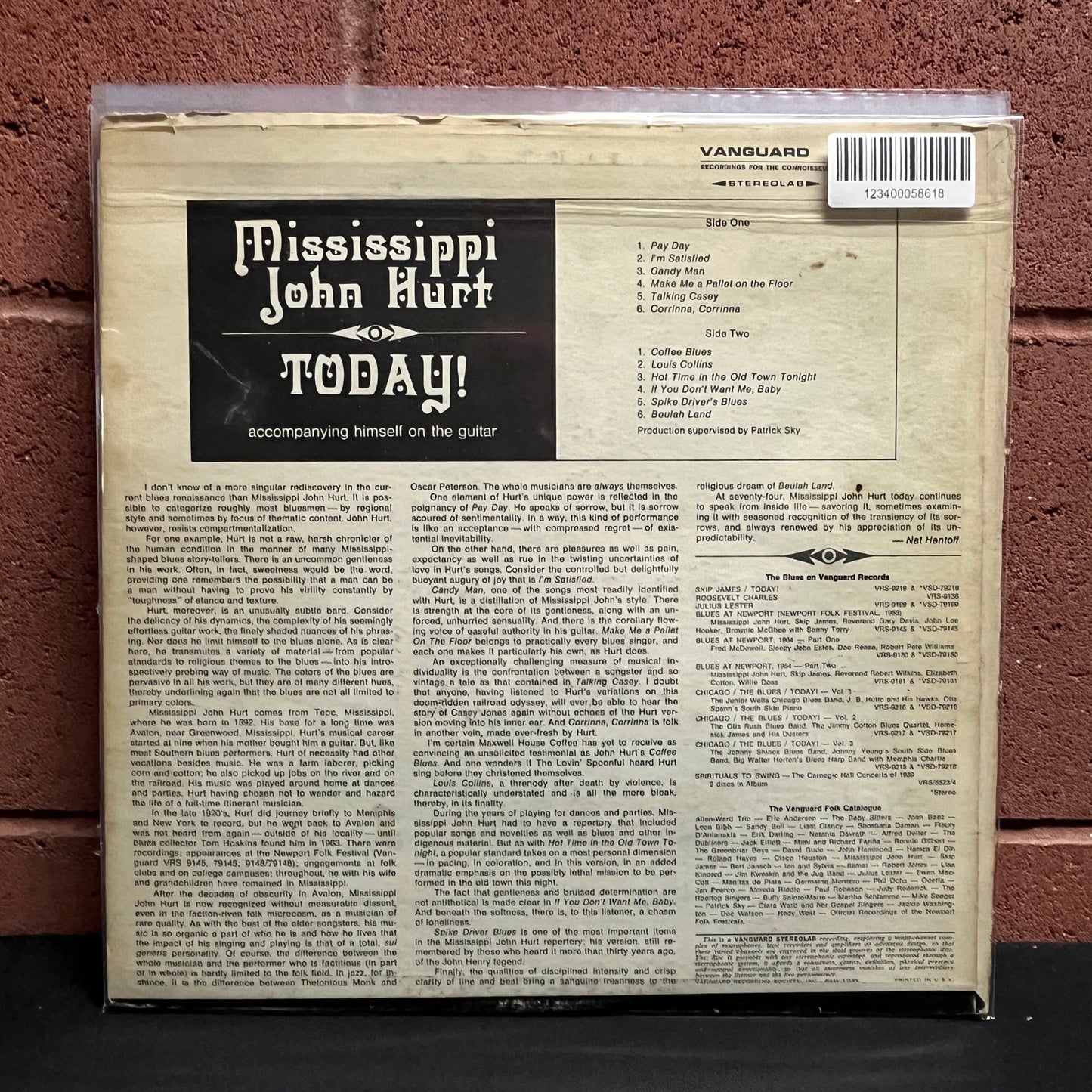 Used Vinyl: Mississippi John Hurt "Today!" LP (1966 Stereo pressing)