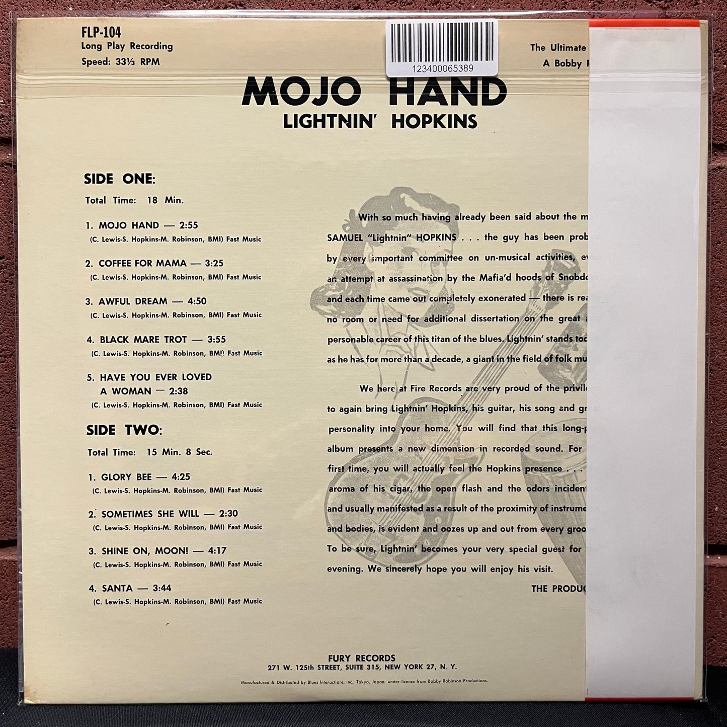 Used Vinyl: Lightnin' Hopkins "Mojo Hand" LP (1983 Japanese Issue)