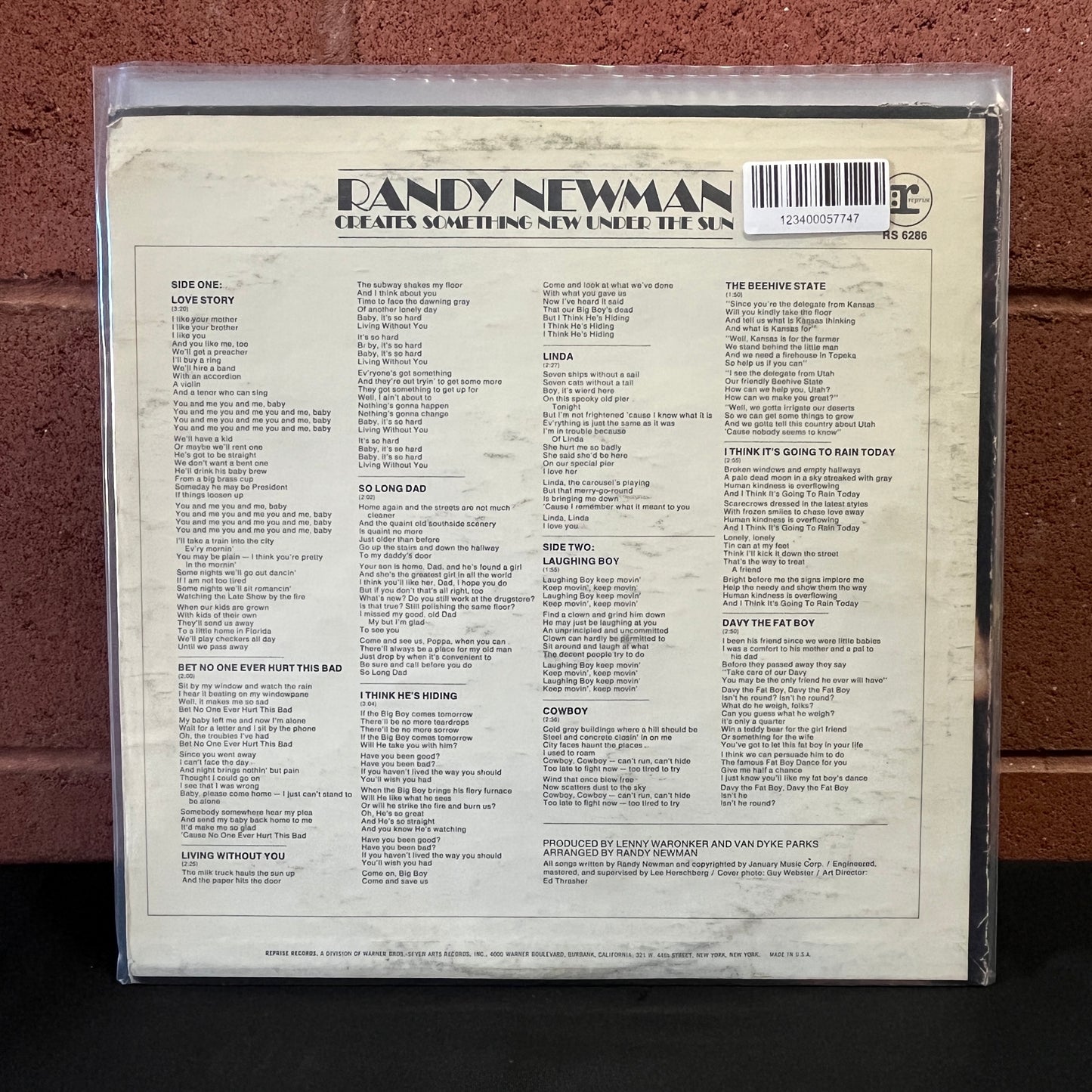 Used Vinyl: Randy Newman "Randy Newman" LP (70's pressing, second cover)