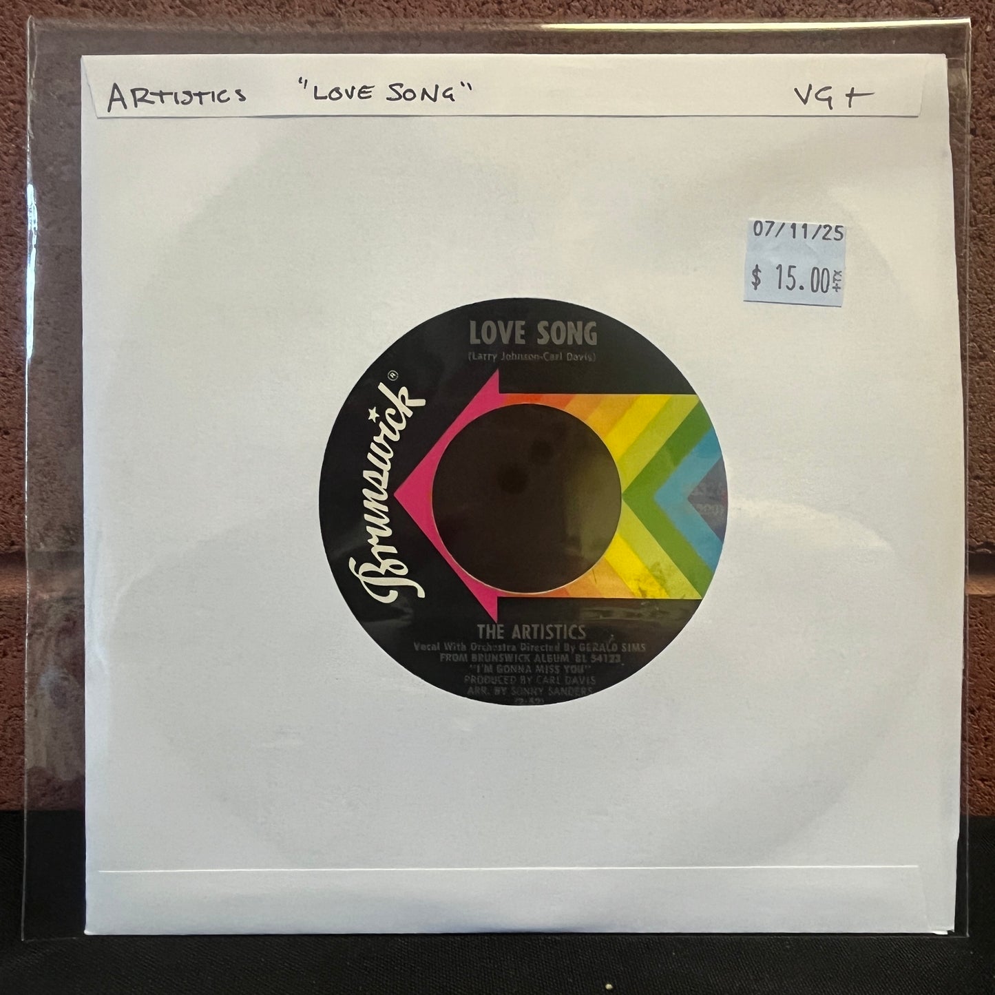 Used Vinyl: Artistics "Love Song" 7"