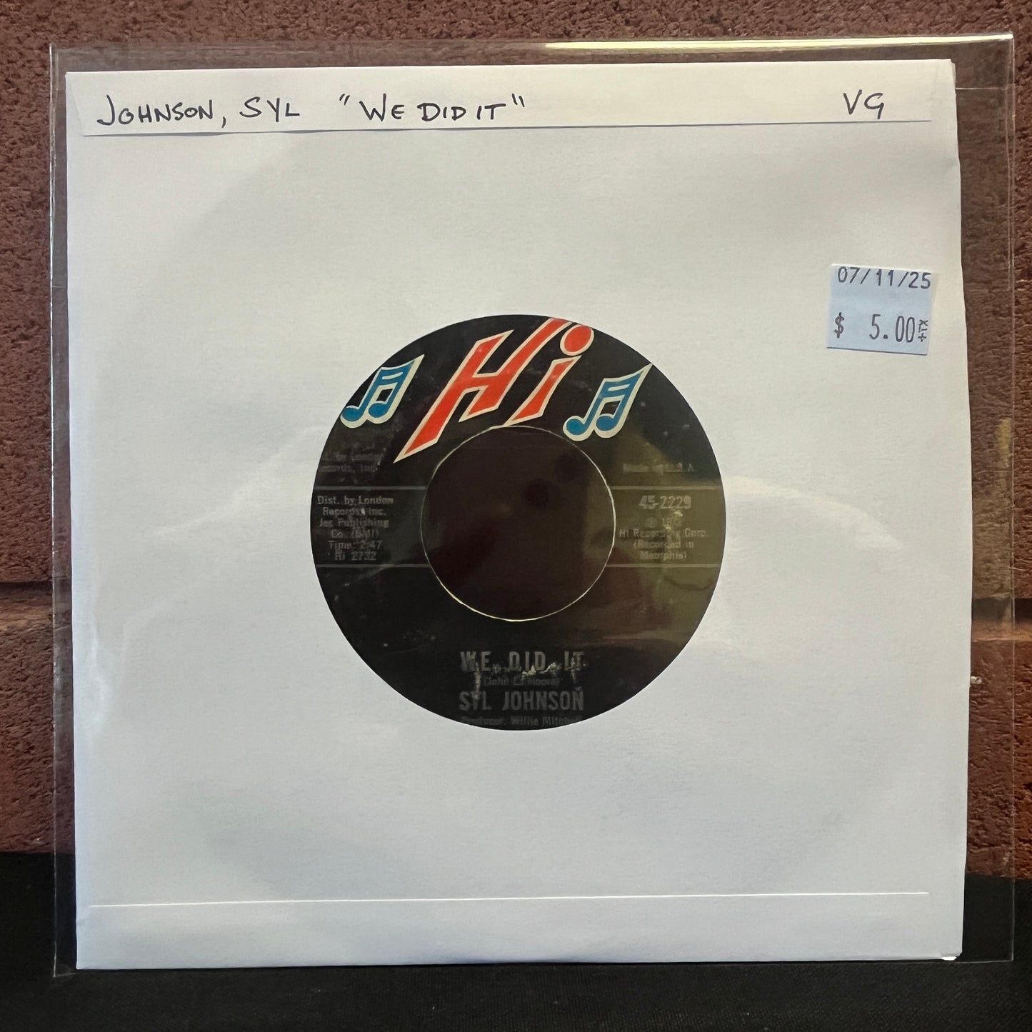 Used Vinyl: Syl Johnson "We Did It" 7"