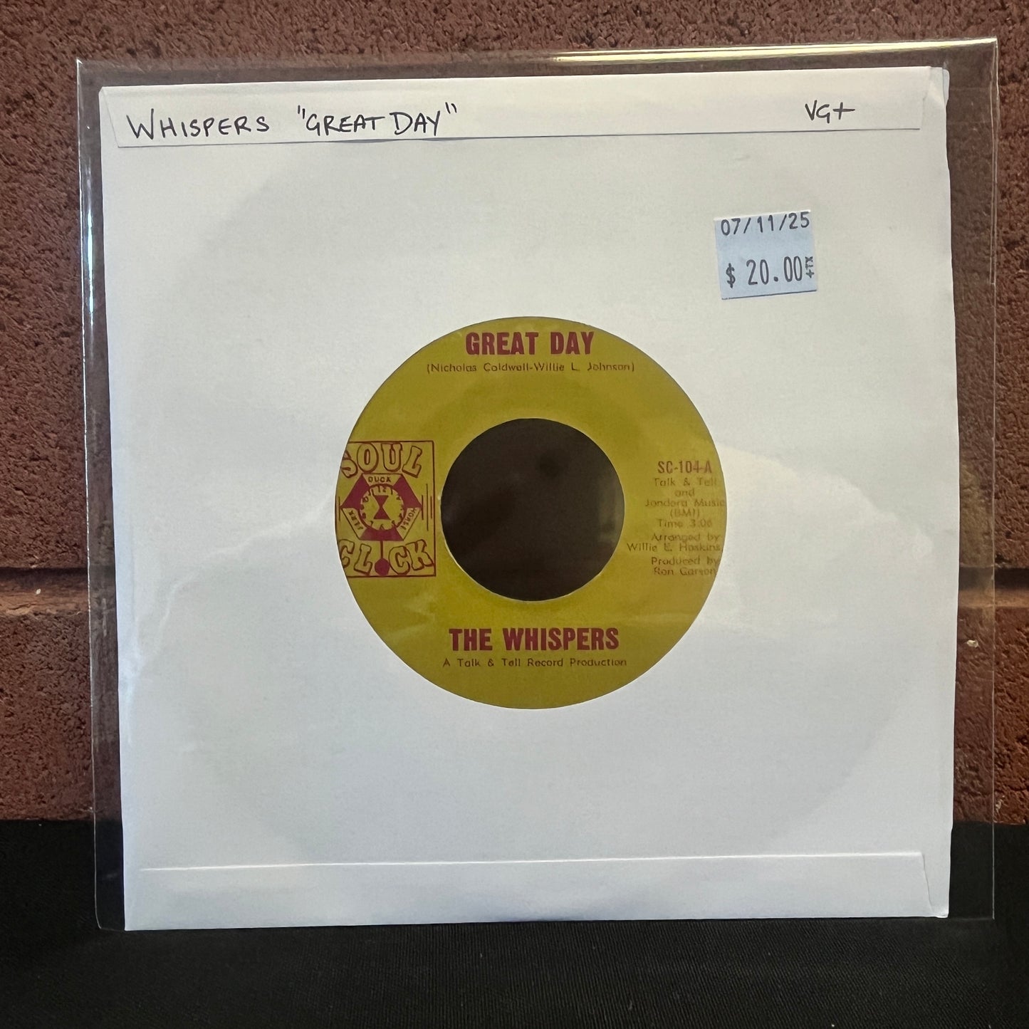 Used Vinyl: The Whispers "Great Day / I Can't See Myself Leaving You" 7"