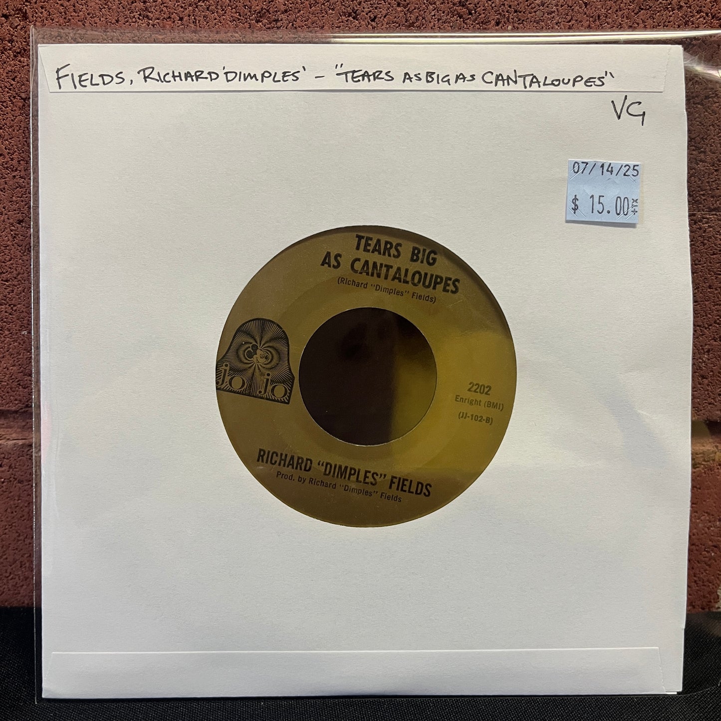 Used Vinyl: Richard 'Dimples' Fields "Tears As Big As Cantaloupes" 7"