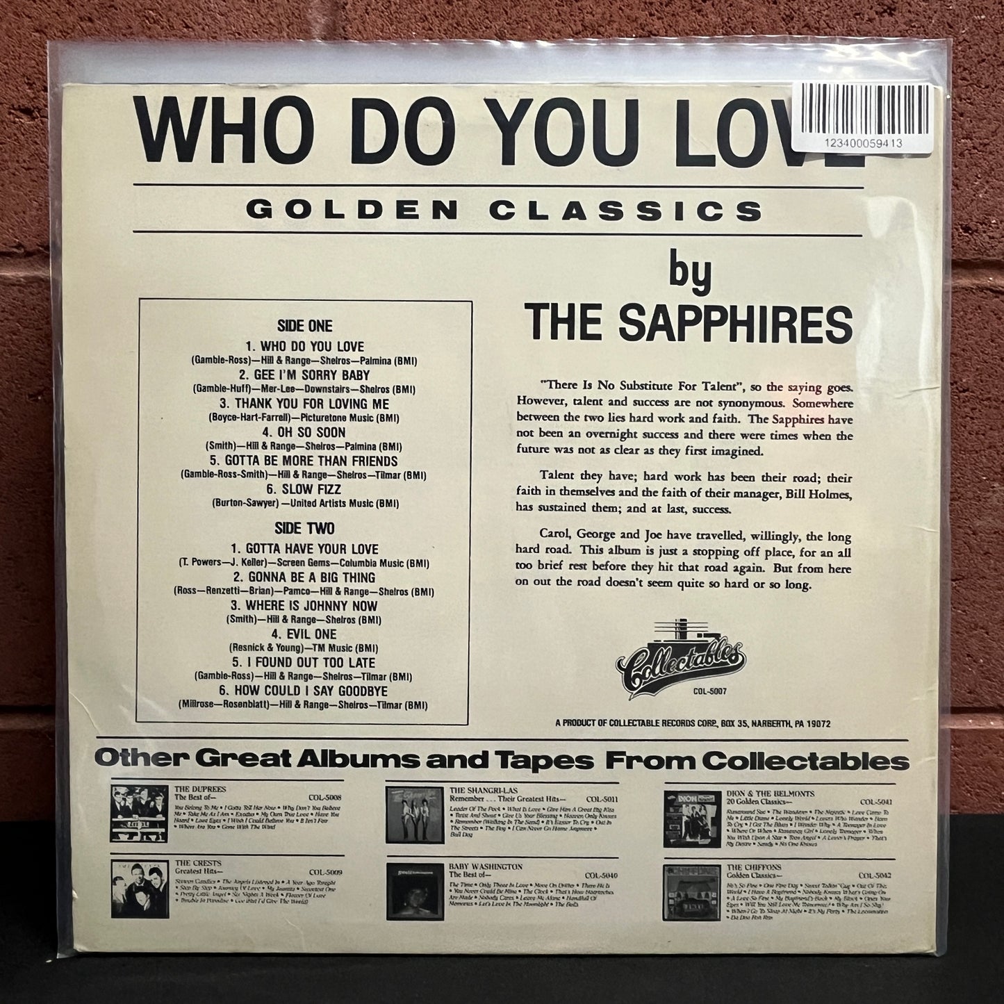 Used Vinyl: The Sapphires "Who Do You Love" LP